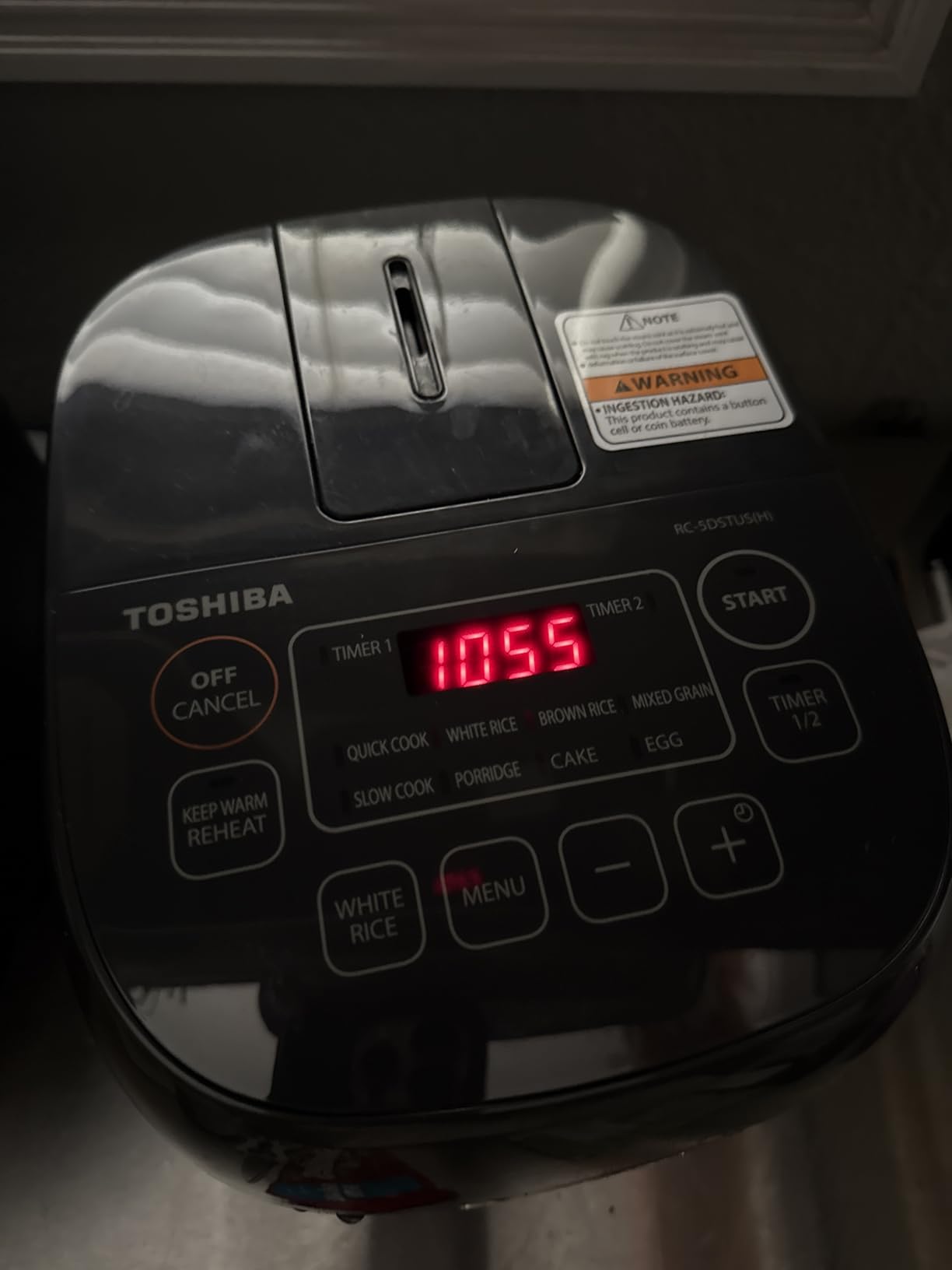 Toshiba Mini Rice Cooker, 3 Cups Uncooked Small Rice Cooker, Steamer & Warmer, With Fuzzy Logic And One-Touch Cooking, 24 Hour Delay Timer And Auto Keep Warm Feature, White - Customer Photo 3