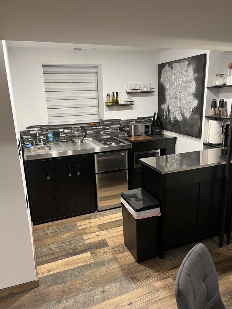 Summit Appliance CK54SINKL 54 Wide All-In-One Kitchenette, Stainless Steel Sink and Faucet, 2-door Refrigerator-freezer, 2-burner Smooth-top Cooktop, Storage Compartments, 115V Operation, Black - Customer Photo 1