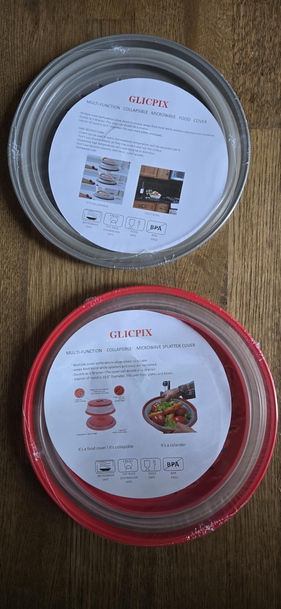 Microwave Splatter Cover Collapsible Microwave Cover for Food, Easy Grip Fruit Drainer BPA-Free Dishwasher Safe 10.5 inch,Grey - Customer Photo 1