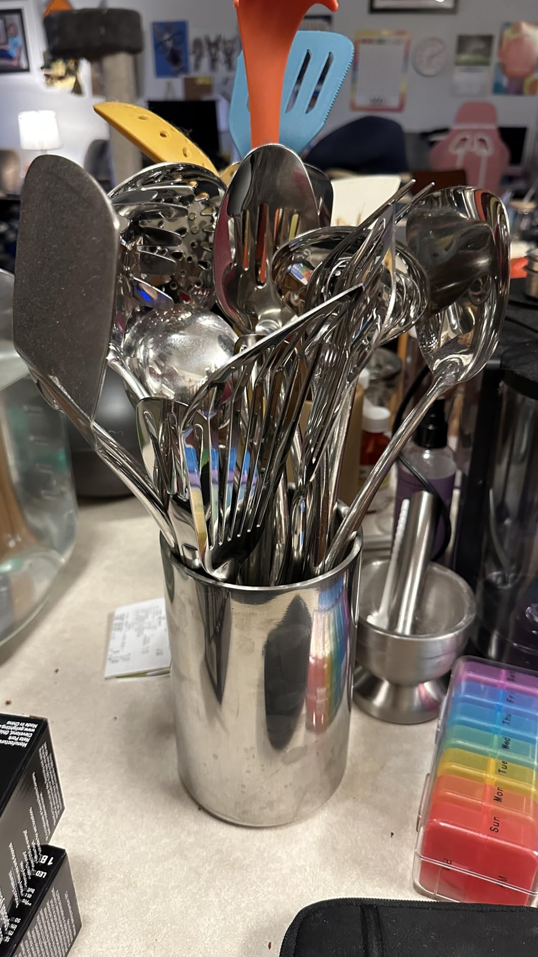 304 Stainless Steel Kitchen Utensil Set - 9 PCS Serving Utensils, Cooking Utensil, Solid Spoon, Slotted Spoon, Fork, Spatula, Ladle, Skimmer Spoon, Slotted Spatula Tunner, Spaghetti Spoon, Large Spoon - Customer Photo 4