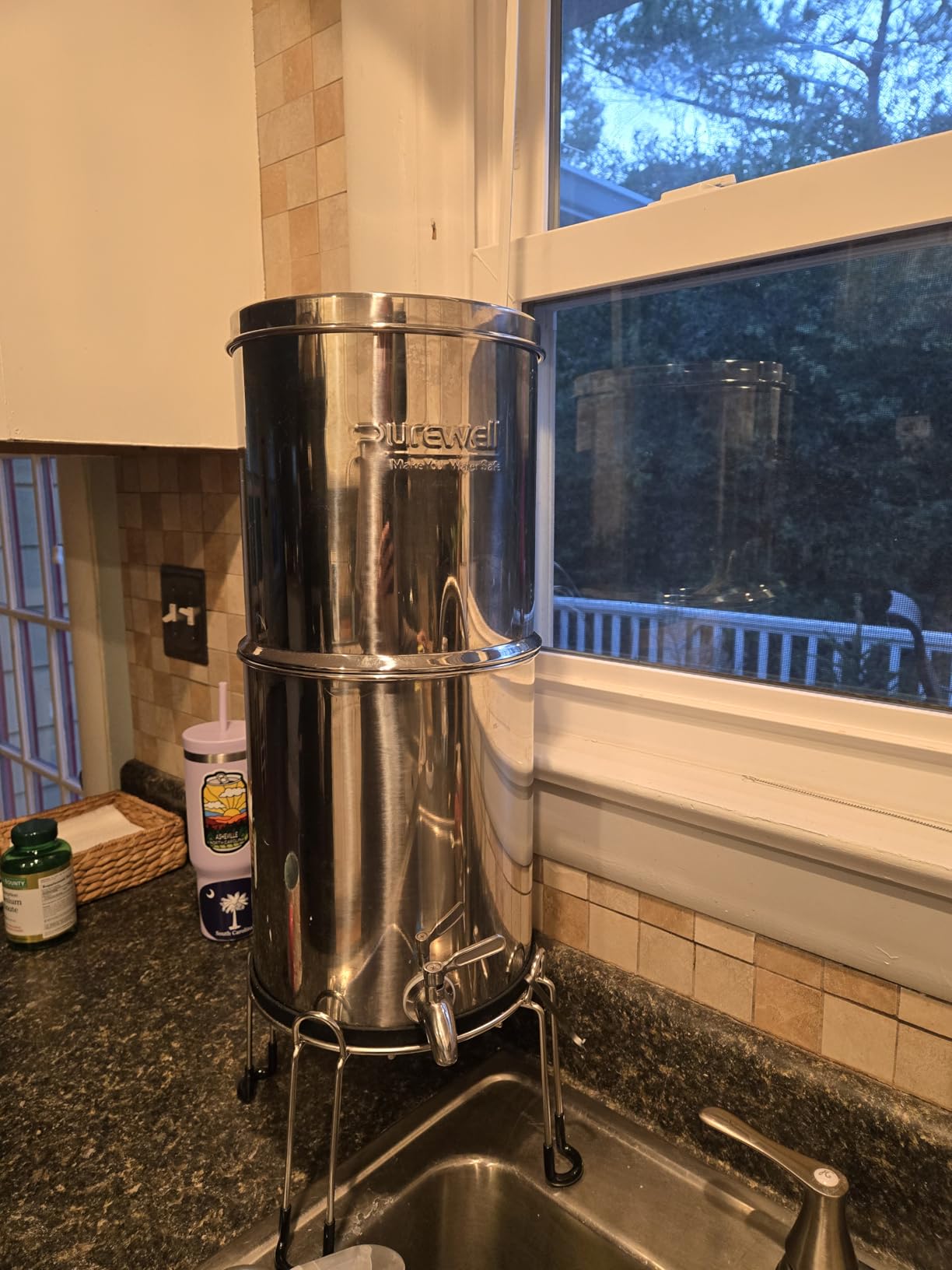 Purewell 3-Stage 0.01μm Ultra-Filtration Gravity Water Filter System, NSF/ANSI 42&372 Certification, 304 Stainless Steel Countertop System with 2 Filters and Stand, Reduce 99% Chlorine, 2.25G, PW-OB Customer Review Purewell 3-Stage 0.01μm Ultra-Filtration Gravity Water Filter System, NSF/ANSI 42&372 Certification, 304 Stainless Steel Countertop System with 2 Filters and Stand, Reduce 99% Chlorine, 2.25G, PW-OB - Customer Photo 4