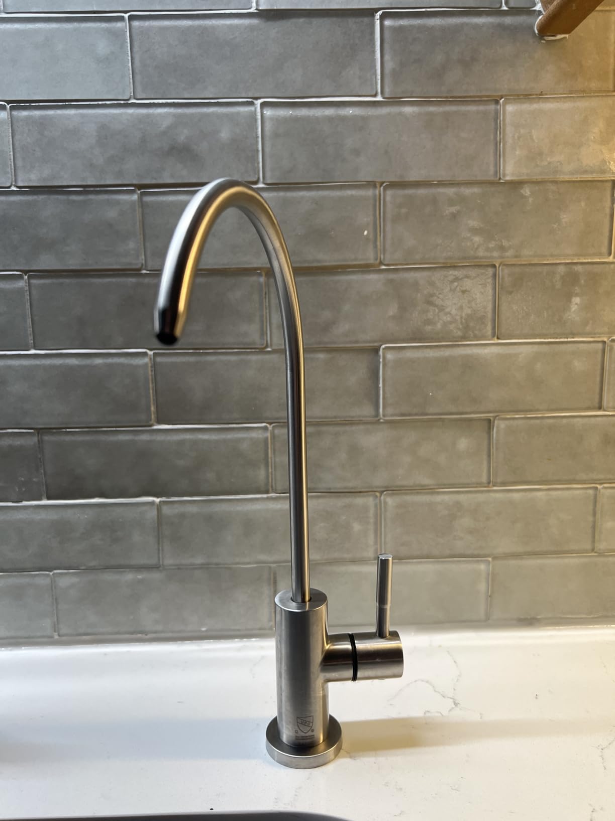 WEWE Brushed Gold Kitchen Faucet with Pull Down Sprayer, RV Brass Kitchen Faucet Stainless Steel Single Handle Spring Faucet with Deck Plate for Farmhouse Utility bar Laundry Sinks - Customer Photo 1