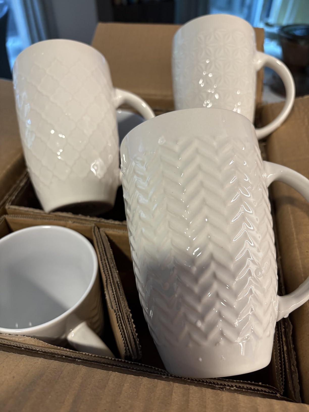 AmorArc Extra Large Coffee Mugs Set of 6, 20oz Ceramic Tall Coffee Mugs Set with Textured Geometric Patterns for Coffee/Tea/Beer/Hot Cocoa, Dishwasher & Microwave Safe,Beige Customer Review AmorArc Extra Large Coffee Mugs Set of 6, 20oz Ceramic Tall Coffee Mugs Set with Textured Geometric Patterns for Coffee/Tea/Beer/Hot Cocoa, Dishwasher & Microwave Safe,Beige - Customer Photo 1