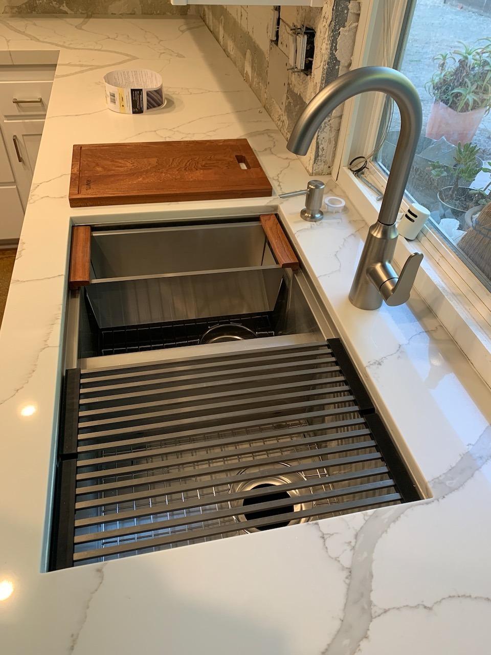 Ruvati 36-inch Workstation Kitchen Sink - 60/40 Double Bowl Undermount 16 Gauge Stainless Steel Kitchen Sink with Brushed Finish hides scratches, Easy-to-Clean Undermount Sink - RVH8359 - Customer Photo 1