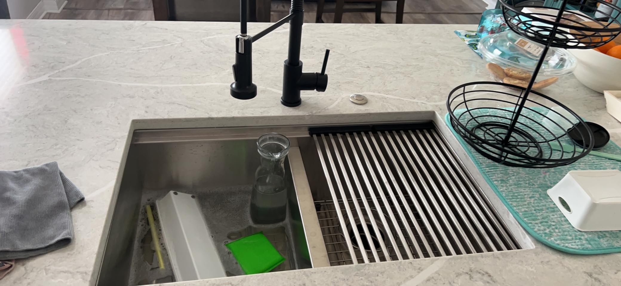 Ruvati 36-inch Workstation Kitchen Sink - 60/40 Double Bowl Undermount 16 Gauge Stainless Steel Kitchen Sink with Brushed Finish hides scratches, Easy-to-Clean Undermount Sink - RVH8359 - Customer Photo 3