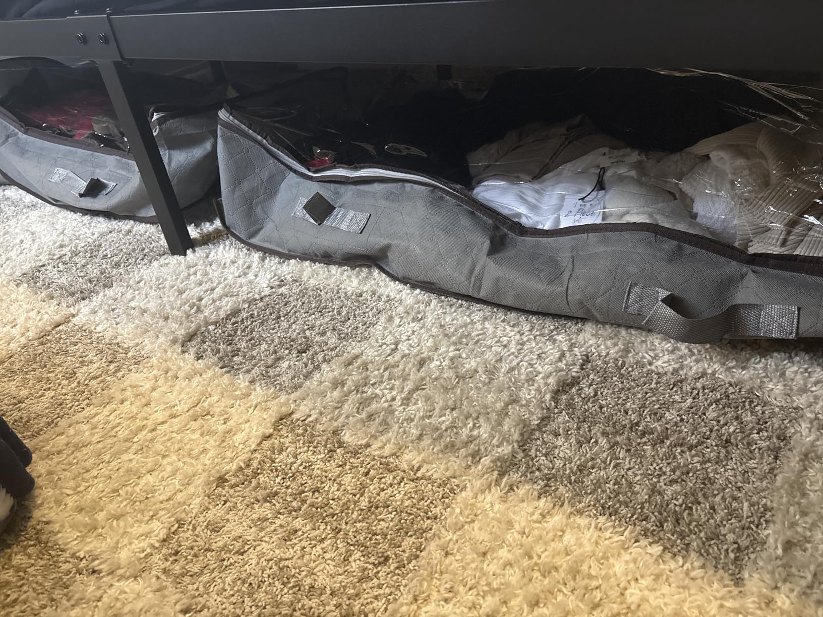 Budding Joy 90L Under Bed Storage Containers, Closet Organizers and Storage Bins, Foldable Underbed Storage Bags for Linen Sheets, Blanket, Clothing, Comforter, Sweaters, Pillows, Wrapping Paper, Grey - Customer Photo 1