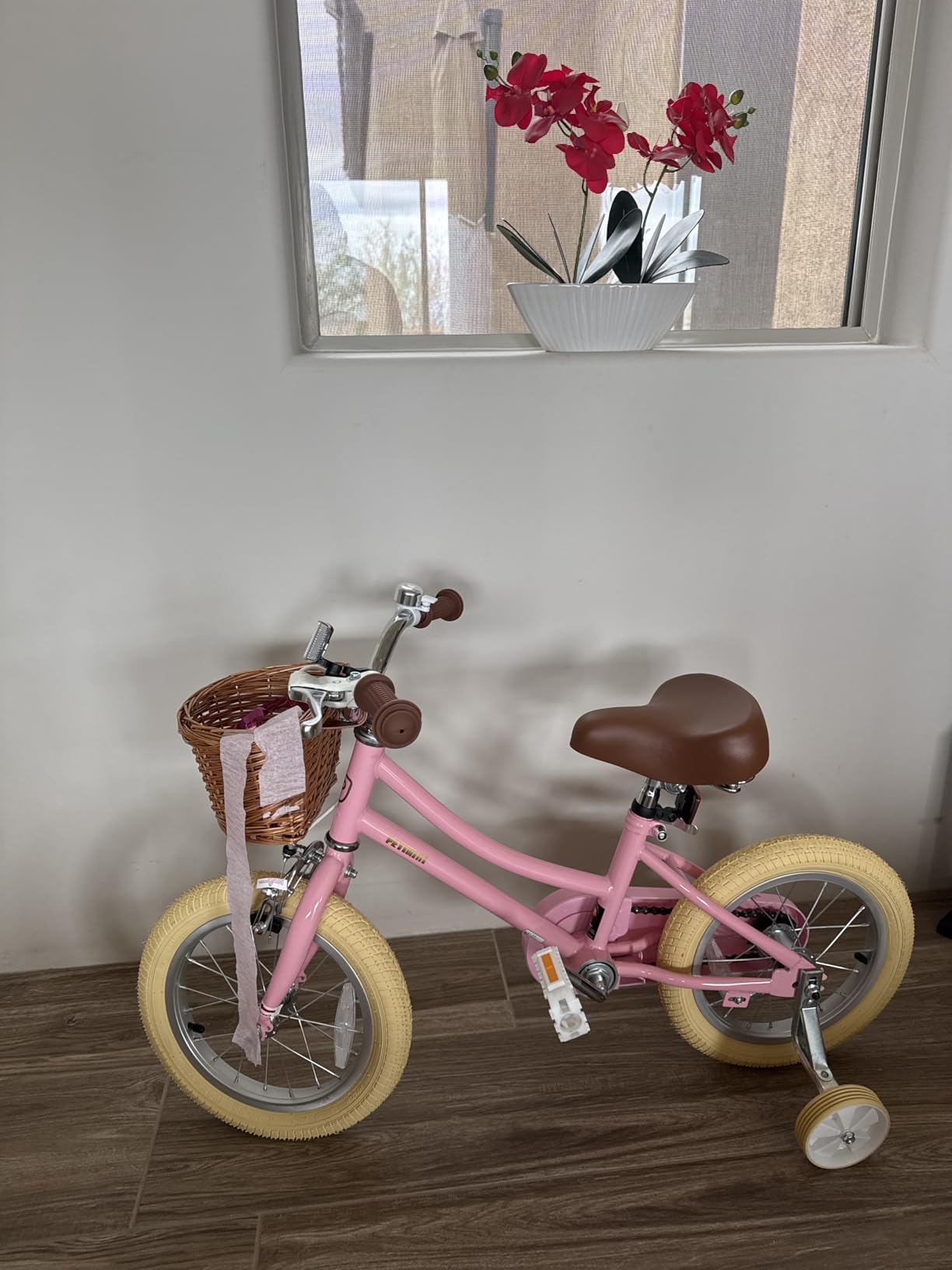 Petimini Vintage Kids Bike for Girls, 12-20 Inch Classic Bicycle with Wicker Basket & Bell, High Tensile Steel Frame, Training Wheels (12-18), 85% Pre-Assembled, Retro Bike for Outdoor Riding customer photo 1