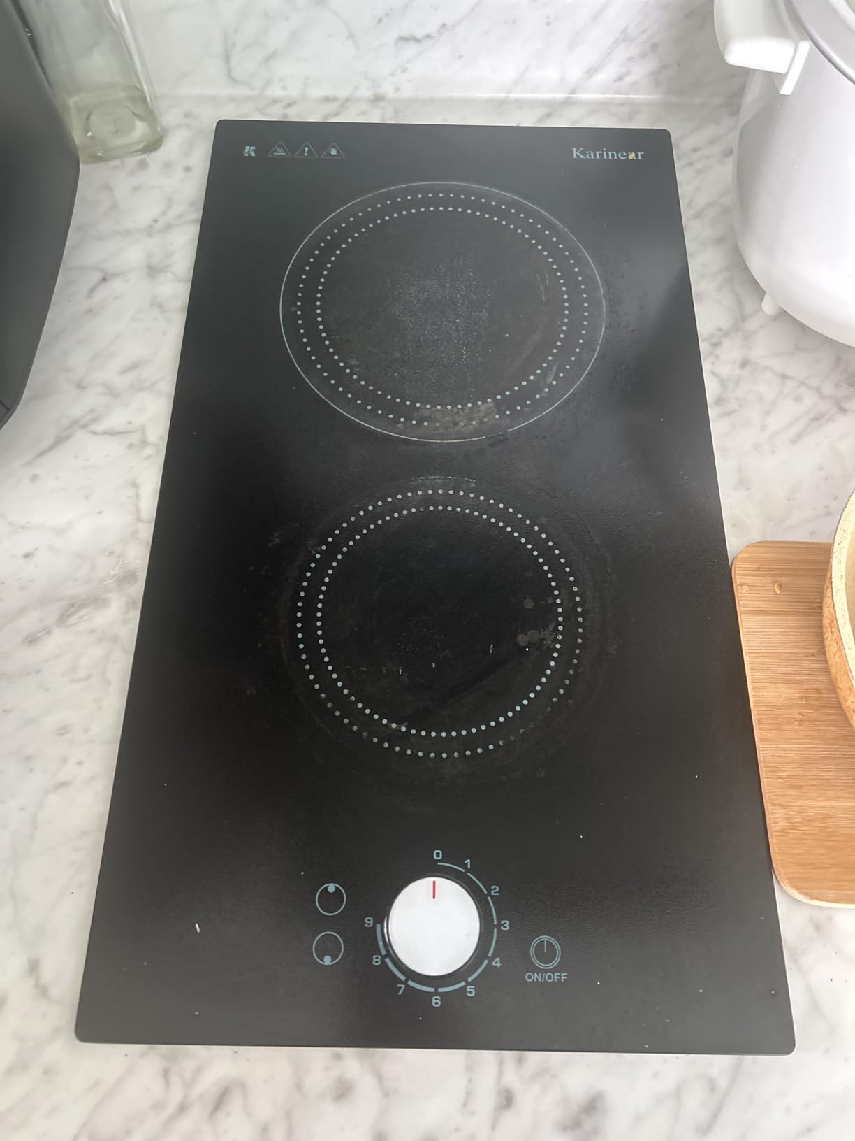 Karinear 30 Inch Electric Cooktop 4 Burners, Knob Control Built-in Ceramic Cooktop, 30