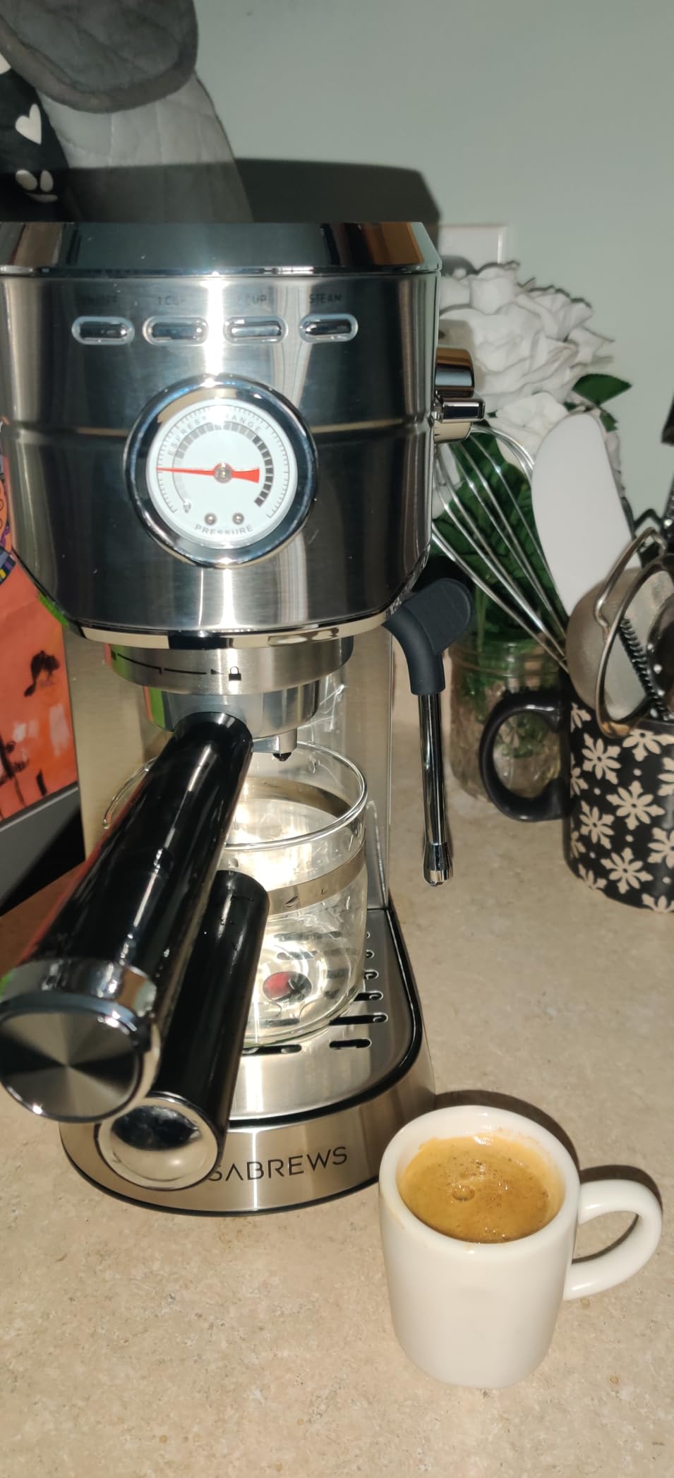 CASABREWS CM5418 Espresso Machine 20 Bar, Compact Espresso Maker with Steam Milk Frother, Stainless Steel Coffee Machine with 34oz Removable Water Tank for Cappuccino, Gift for Women or Men, Silver Customer Review CASABREWS CM5418 Espresso Machine 20 Bar, Compact Espresso Maker with Steam Milk Frother, Stainless Steel Coffee Machine with 34oz Removable Water Tank for Cappuccino, Gift for Women or Men, Silver - Customer Photo 2