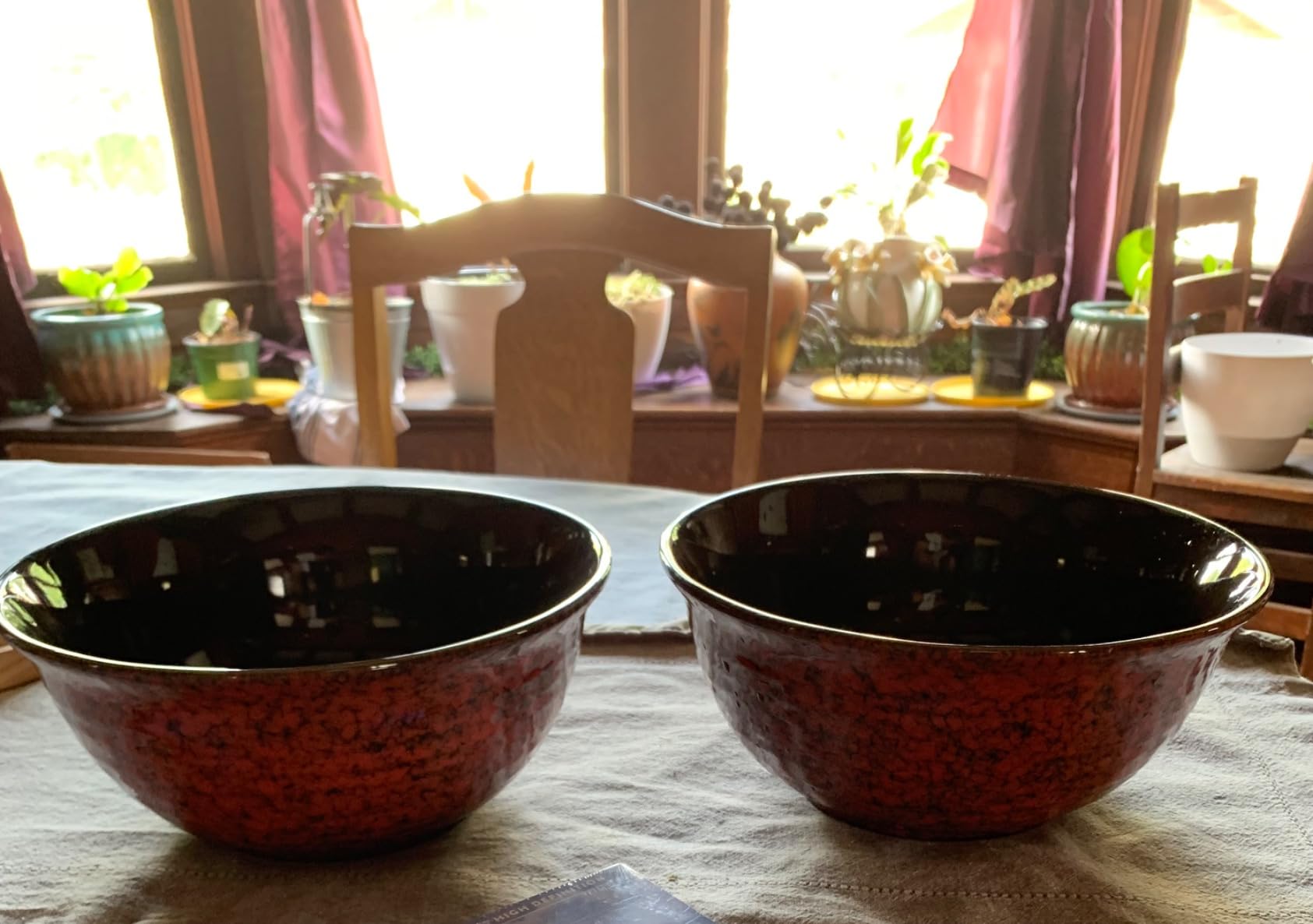 HASENSE Ceramic Mixing Bowls Set for Kitchen, Handmade Serving Dishes for Entertaining, 2.1/1.0/0.5 Qt Deep Microwave Safe Nesting Bowls for Storage and Baking, Blue - Customer Photo 1