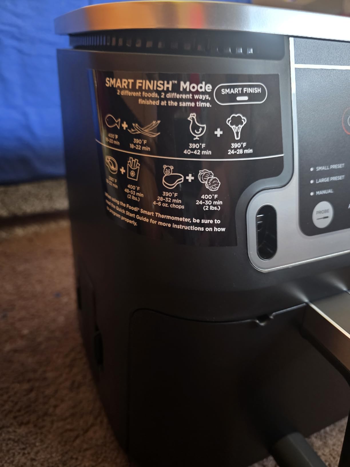 Ninja DZ550 Foodi 10 Quart 6-in-1 DualZone Smart XL Air Fryer with 2 Independent Baskets, Smart Cook Thermometer for Perfect Doneness, Match Cook & Smart Finish to Roast, Dehydrate & More, BLACK customer photo 2