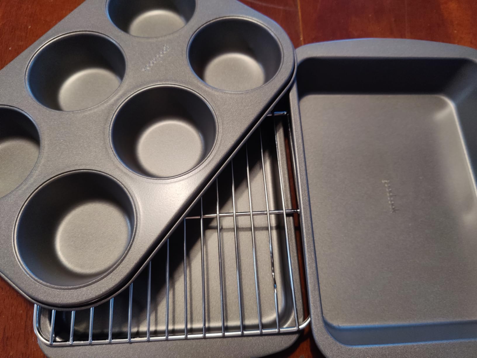 GoodCook 4-Piece Nonstick Steel Toaster Oven Set with Sheet Pan, Rack, Cake Pan, and Muffin Pan, Gray, 4-Piece Set Distributes Heat Evenly, Nonstick Coating, Dishwasher-Safe - Customer Photo 1