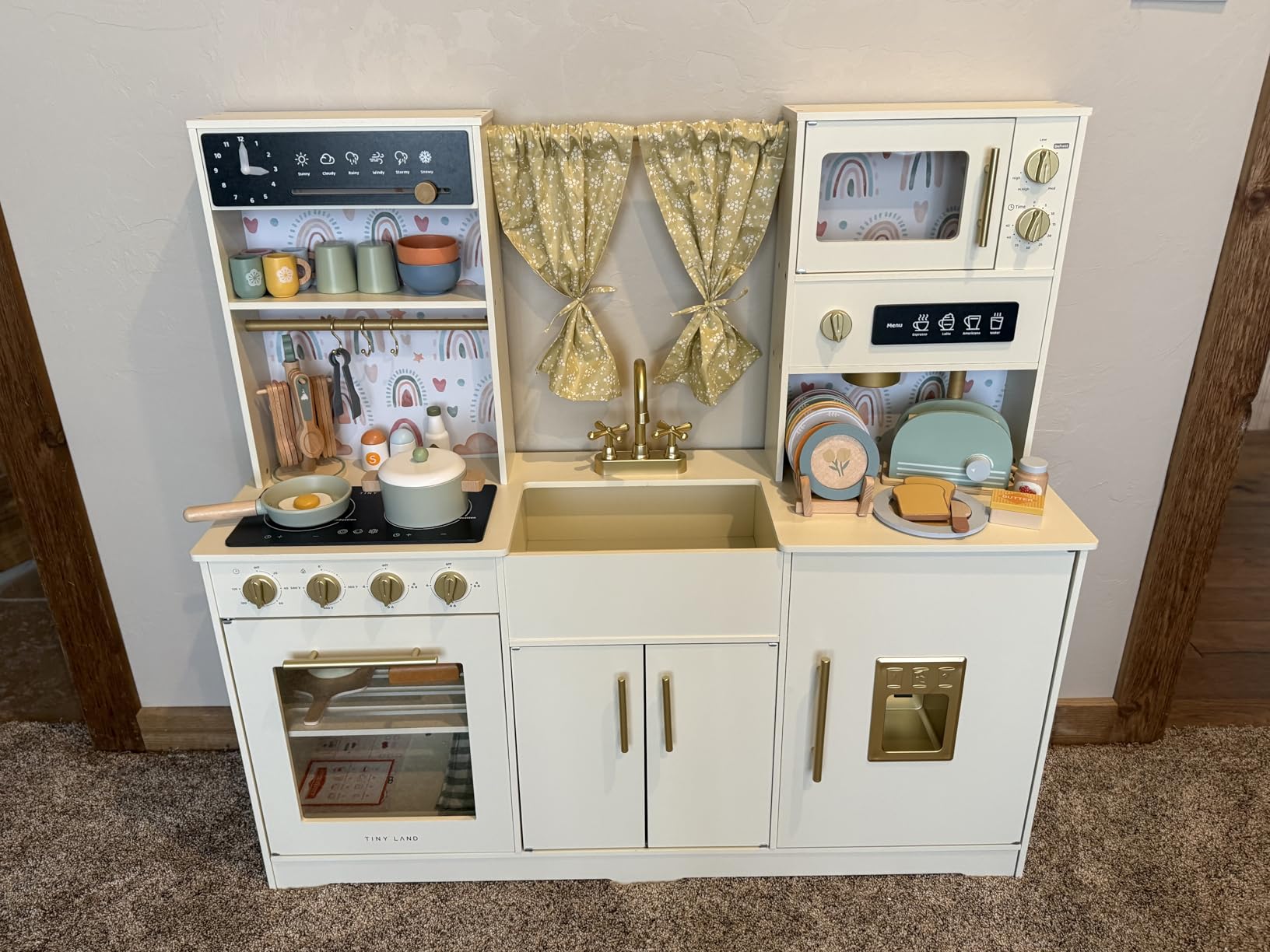 Tiny Land Play Kitchen for Kids, Toy Kitchen Set with Plenty of Play Features, New Modern Kids Wooden Play Kitchen Designed in Trendy Home Style with Curtains, Gift for Ages 3+ Customer Review Tiny Land Play Kitchen for Kids, Toy Kitchen Set with Plenty of Play Features, New Modern Kids Wooden Play Kitchen Designed in Trendy Home Style with Curtains, Gift for Ages 3+ - Customer Photo 1