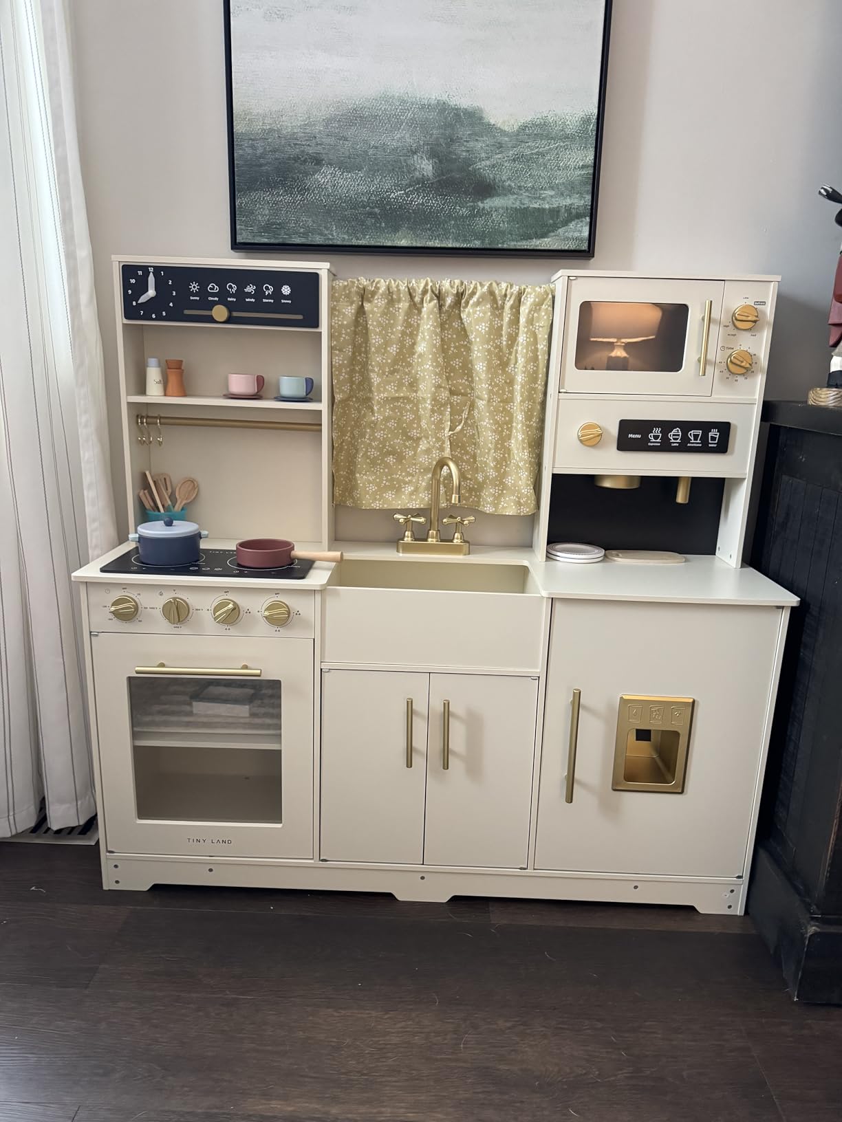 Tiny Land Play Kitchen for Kids, Toy Kitchen Set with Plenty of Play Features, New Modern Kids Wooden Play Kitchen Designed in Trendy Home Style with Curtains, Gift for Ages 3+ Customer Review Tiny Land Play Kitchen for Kids, Toy Kitchen Set with Plenty of Play Features, New Modern Kids Wooden Play Kitchen Designed in Trendy Home Style with Curtains, Gift for Ages 3+ - Customer Photo 3