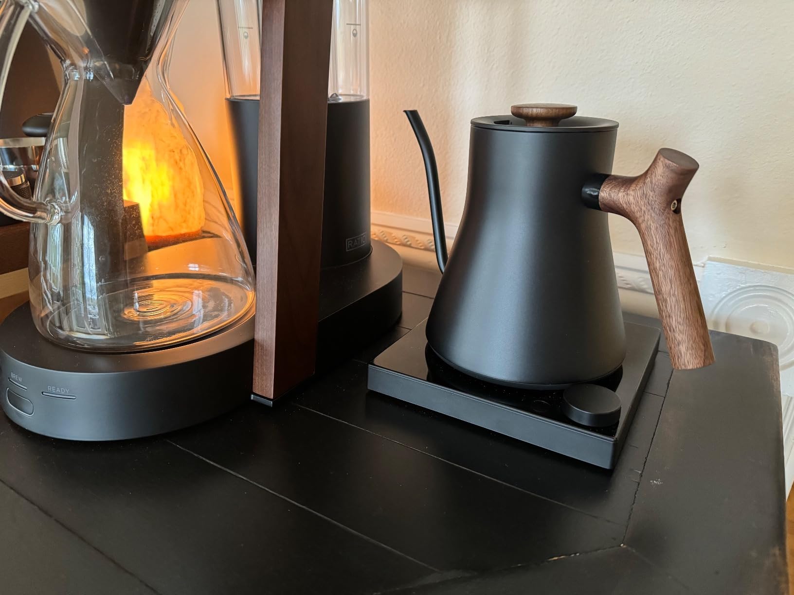 Fellow Stagg EKG Pro Electric Gooseneck Kettle - Pour-Over Coffee and Tea, Quick Heating, Precise Temperature Control, Scheduling, Built-in Brew Timer, Matte Black with Walnut Wood Handle, 0.9 Liter - Customer Photo 1