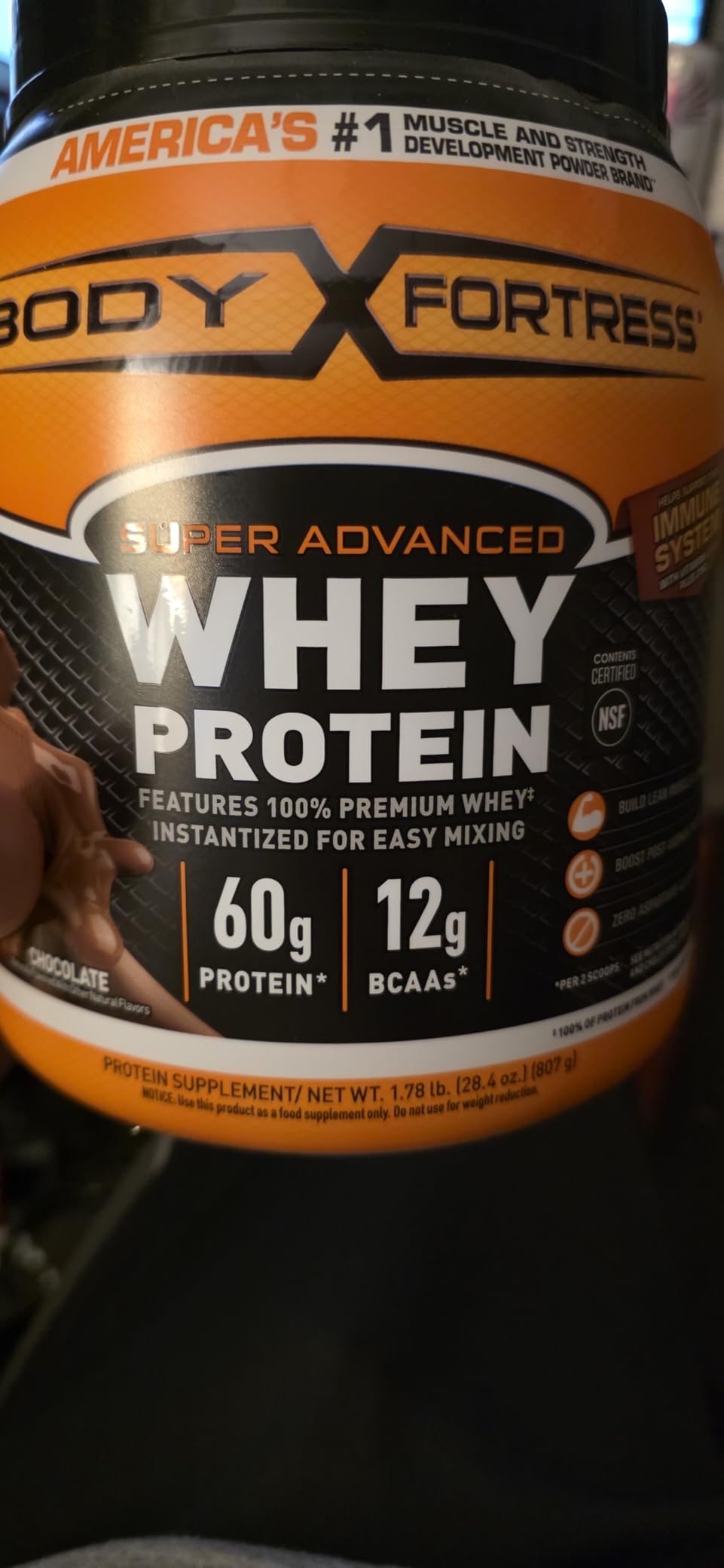 Body Fortress 100% Whey, Premium Protein Powder, Chocolate, 1.78lbs customer photo 1