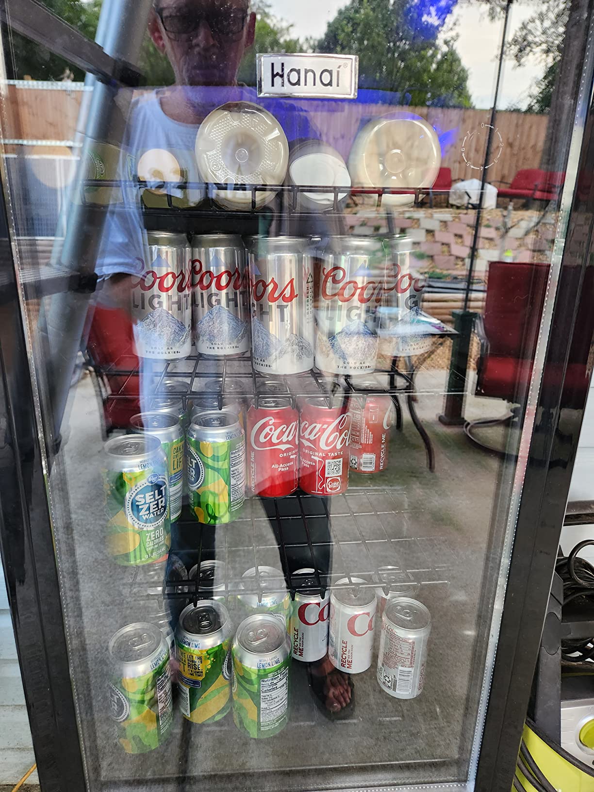 WANAI Mini Fridge Glass Door 58 Cans Beverage Cooler Refrigerator Small Beer Fridge 1.6 cu.ft Organizer for Drinks Soda Wine Small Refrigerator with Blue LED for Home Office Dorm - Customer Photo 1