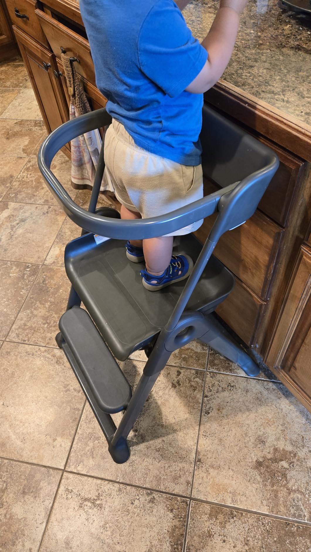 Boon Pivot Toddler Tower - Folding Toddler Step Stool for Bathroom Sink or Kitchen Countertop - Step Stool for Toddlers with CPC Certification - Gray - Ages 18 Months to 4 Years - Customer Photo 4
