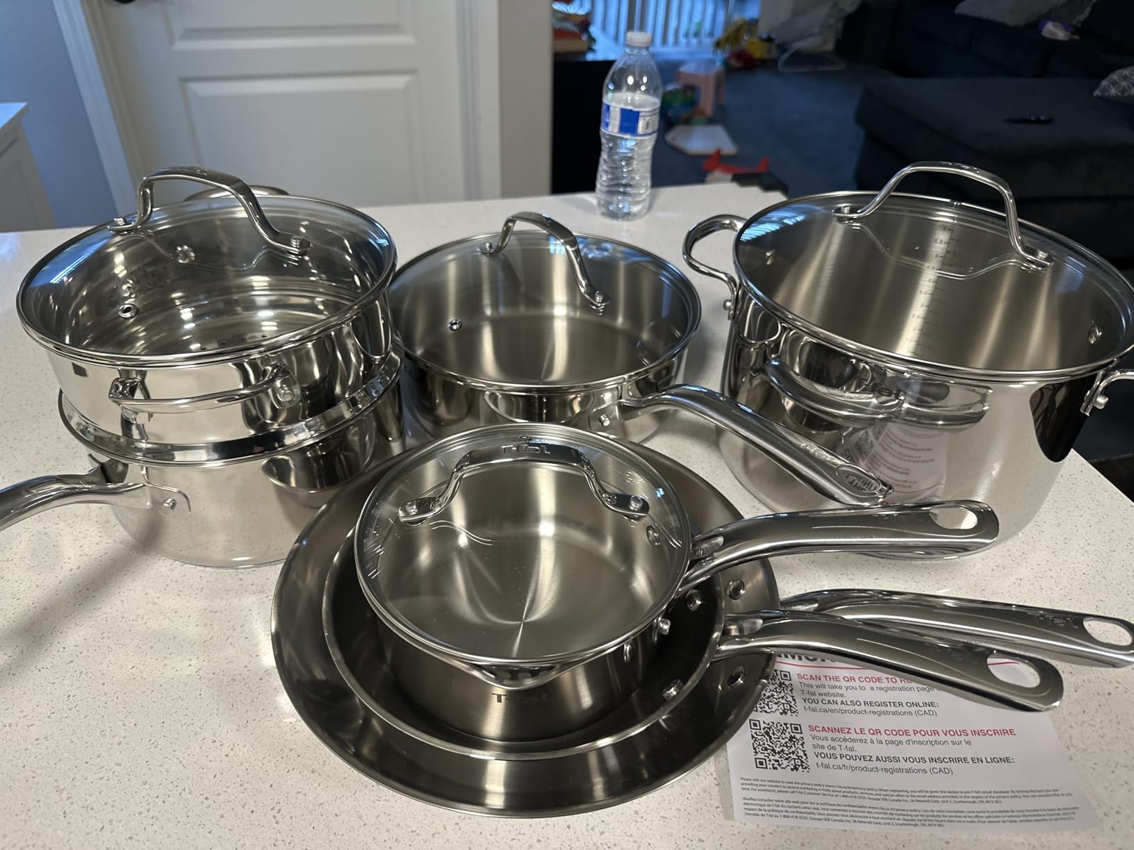 T-fal Stainless Steel Cookware Set, 11 Piece, Induction Cookware, Oven Safe to 500°F, Kitchen Cooking Set w/Fry Pans, Pots and Pans, Dutch Oven, Saucepans, Kitchen Essentials, Silver Customer Review T-fal Stainless Steel Cookware Set, 11 Piece, Induction Cookware, Oven Safe to 500°F, Kitchen Cooking Set w/Fry Pans, Pots and Pans, Dutch Oven, Saucepans, Kitchen Essentials, Silver - Customer Photo 2