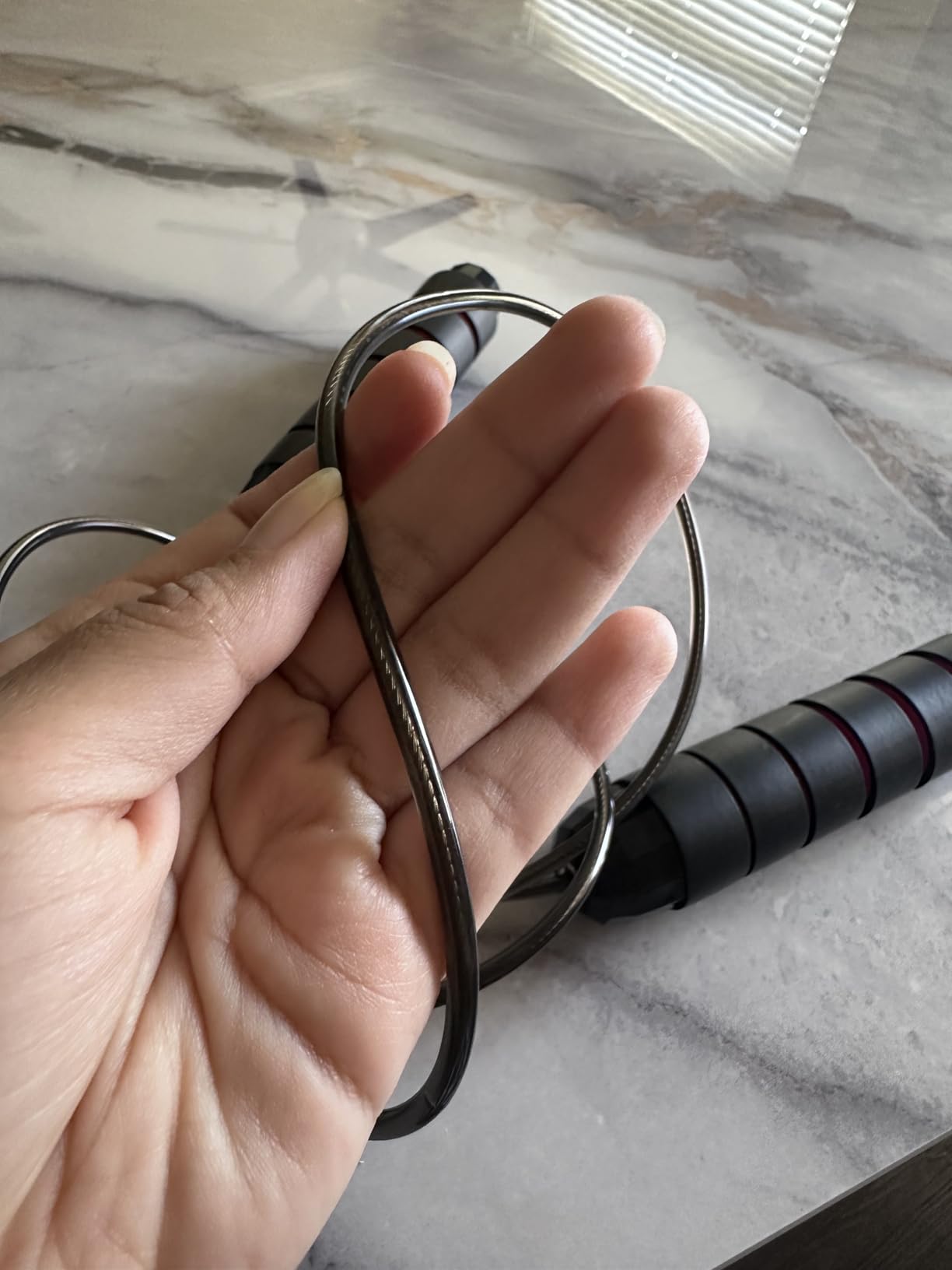 BOOMIBOO Jump Rope, Adjustable Jump Ropes,Skipping Rope Tangle-Free Rapid Speed with Ball Bearings for Women Men Kids,Exercise & Slim Body Jumprope at Home School Gym customer photo 2