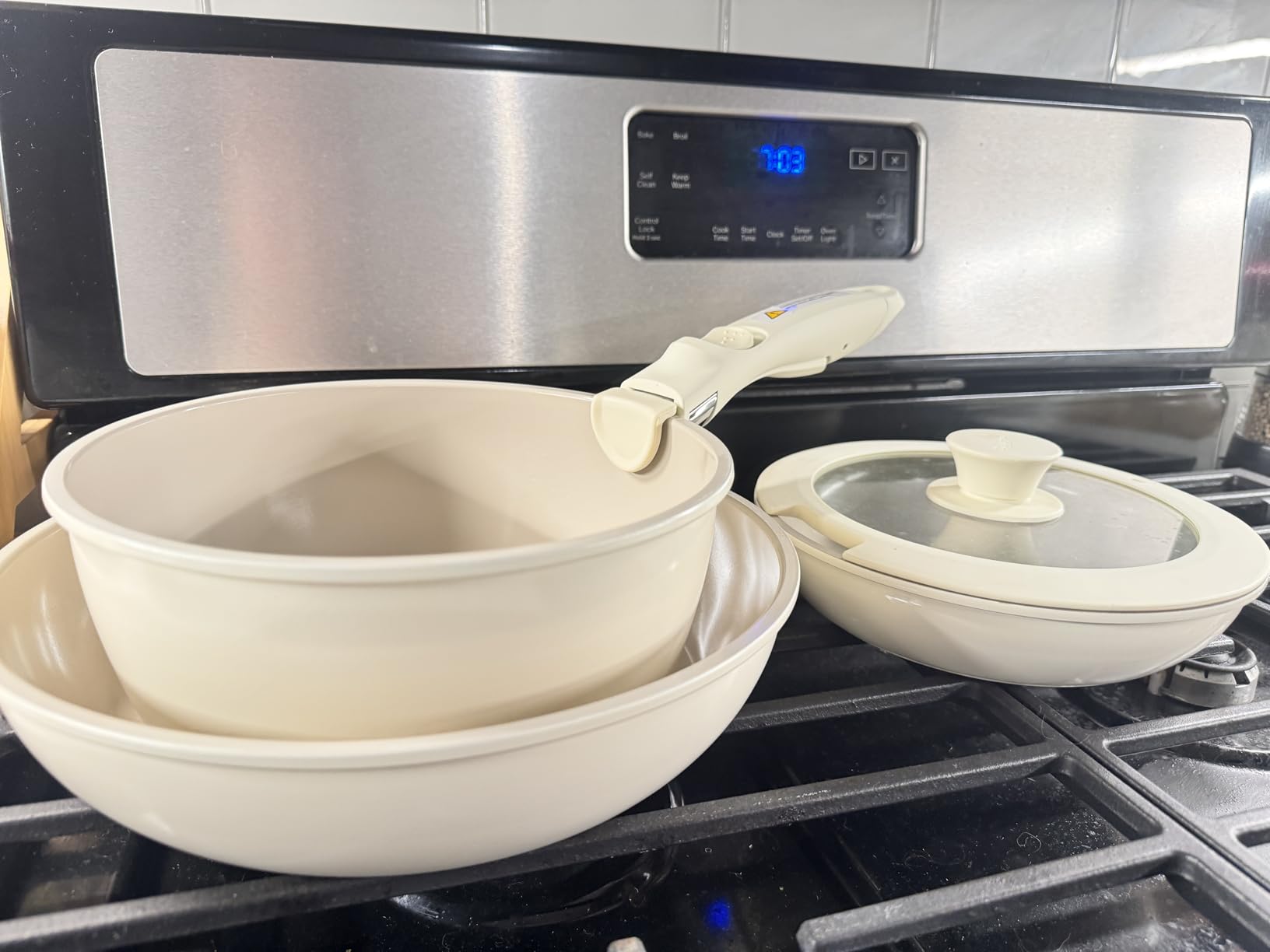 Redchef Ceramic Pots and Pans Set Non Stick, Nonstick Kitchen Cookware Sets, Non Toxic Pots and Pans Set Non Stick, PFAS PFOA & PTFE Free, Detachable Handle Pots and Pans 5 Piece, RV Cookware - Customer Photo 1