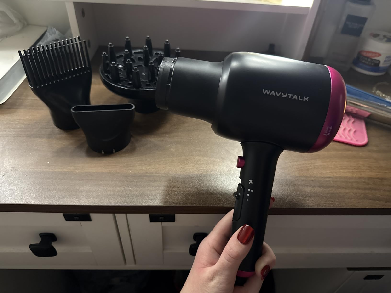 Wavytalk Hair Dryer with Diffuser, Blown Away Ionic Hair Dryer for Curly Hair with Comb, 1875W Fast Drying Blow Dryer with Ceramic Technology, 3 Attachments for All Hair Types, Light and Quiet, Black customer photo 1