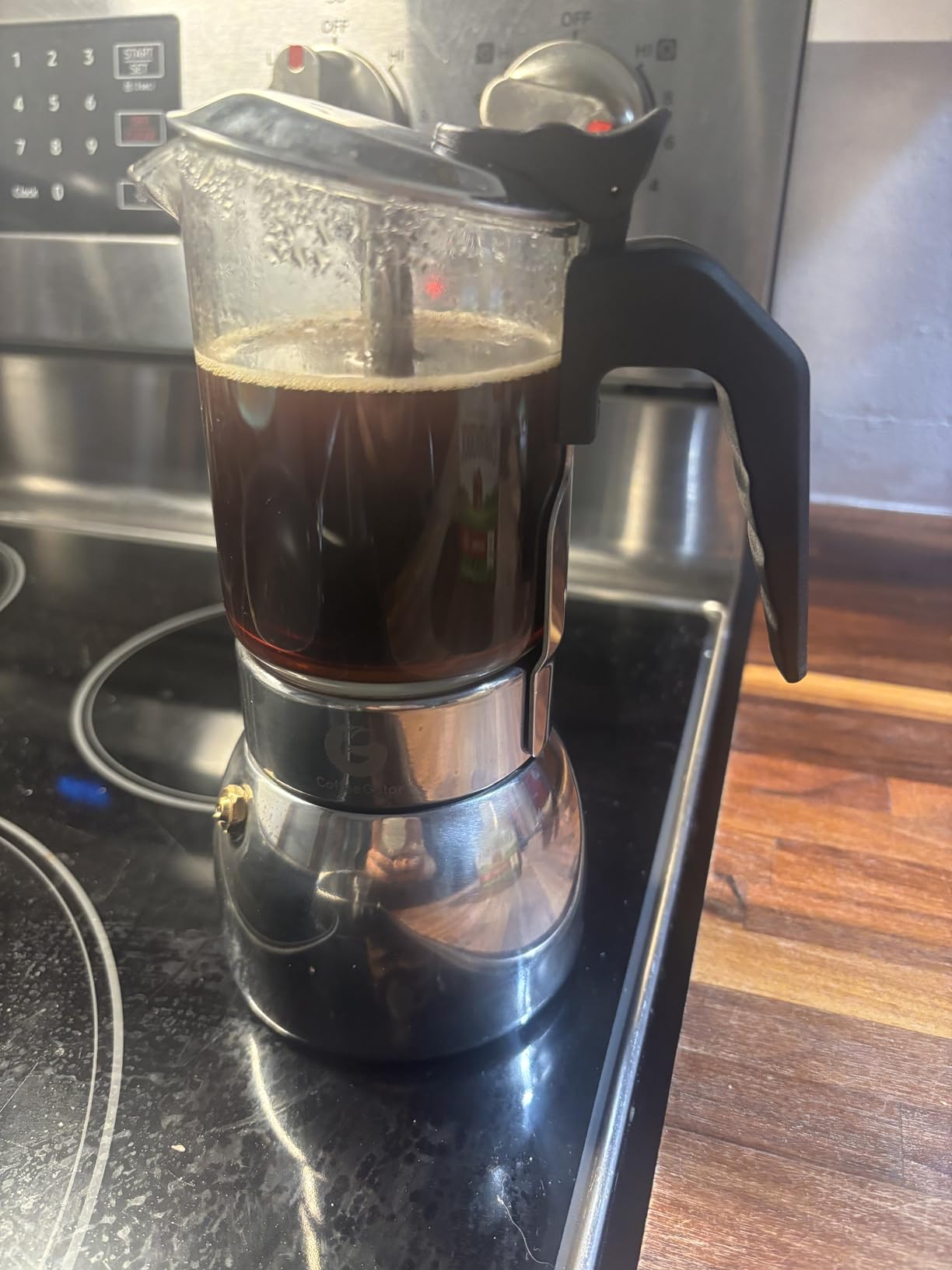 Coffee Gator 9 Cup Moka Pot, 15oz Stovetop Espresso Maker for Italian Coffee, Transparent Glass & Stainless Steel Design, Silver, 450ml - Customer Photo 1