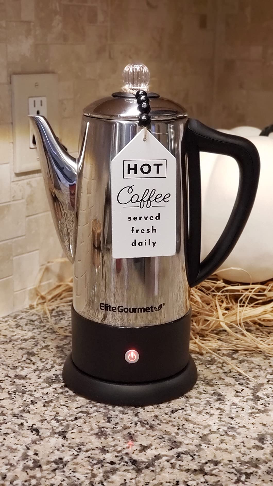 Elite Gourmet EC140 Electric 6-Cup Coffee Percolator with Keep Warm, Clear Brew Progress Knob Cool-Touch Handle Cord-less Serve, Stainless Steel - Customer Photo 3
