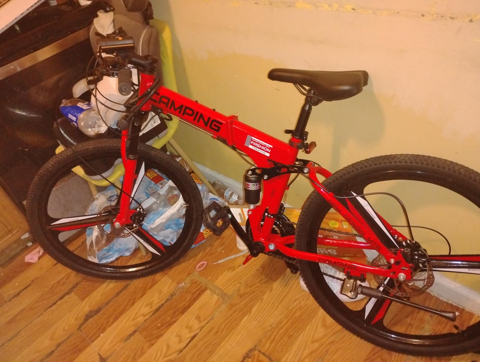 Ktaxon 26 Inch Foldable Mountain Bike, 21 Speed Folding Mountain Bike with Double Shock Effect, Powerful Mechanical Dual Disc Brakes, Unique Design and Ergonomic Frame & Cushion customer photo 1