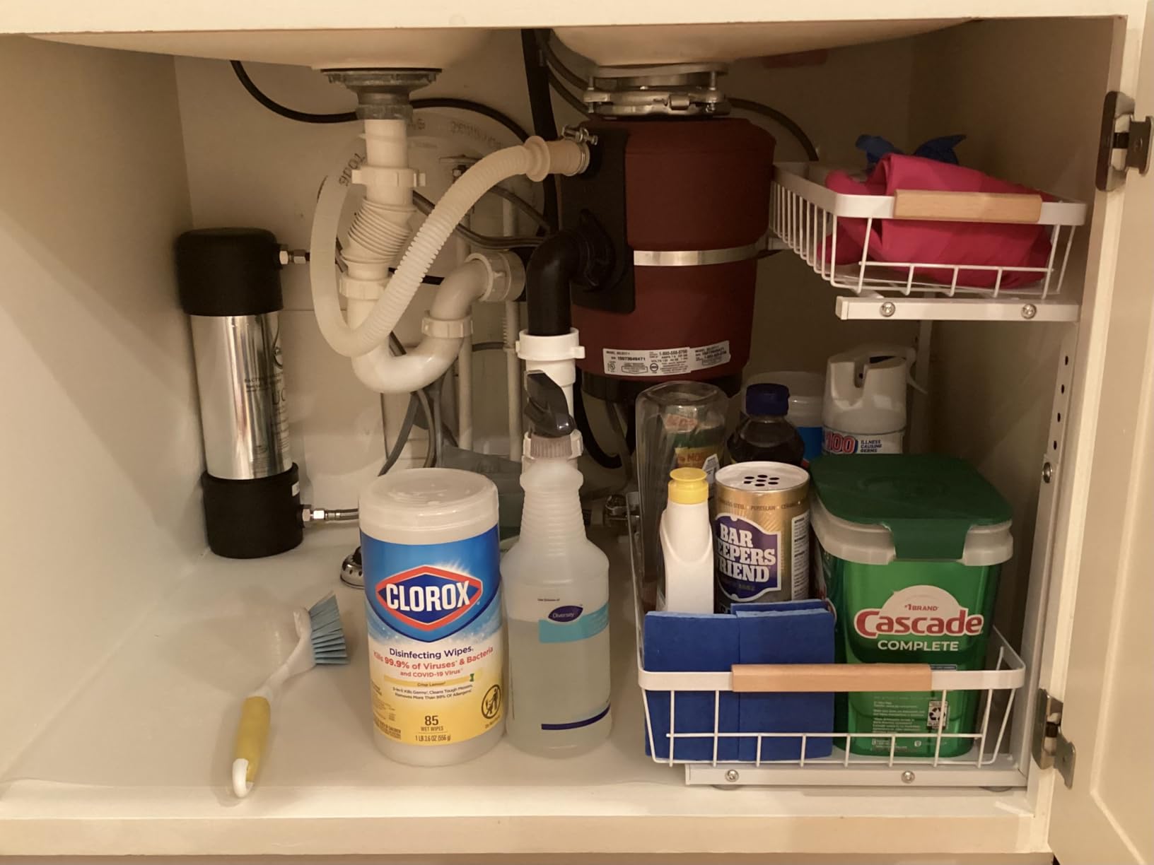 Kitstorack Under Sink Organizer, 2 Tier Under the Sink Storage, Slide out Pull out Cabinet Organizer Shelf, Metal Sliding Drawer for Kitchen Bathroom Pantry Closet Organization Rack, Black, 2 Pack - Customer Photo 2