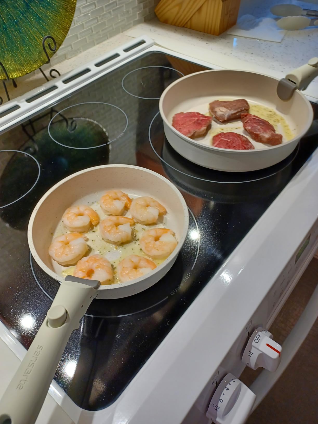 SENSARTE 24 Piece Pots and Pans Set, Nonstick Detachable Handle Cookware, Induction Kitchen Cookware Set with Removable Handle, Healthy Non Stick for RV, Dishwasher & Oven Safe (White) customer photo 2