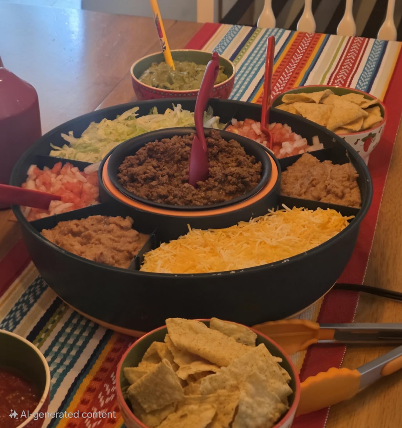 Taco Tuesday Kit - Taco Bar Serving Set for a Party - 30oz Heated Pot, 4 Taco Holders, & Detachable Lazy Susan Tray - Taco Night Fiesta – Unique Couple & Housewarming Gift Set Ideas - Customer Photo 1