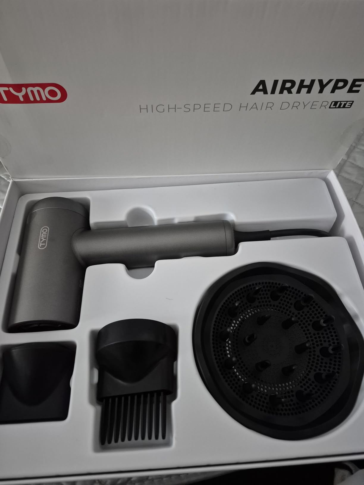 TYMO Hair Dryer with Diffuser, 1500W High-Speed Professional AIRHYPE Lite Blow Dryer with Comb for Fast Drying, 110,000RPM Brushless Motor, 200 Million Ionic Hairdryer, 3 Speeds & 4 Temps, Low-Noise customer photo 1