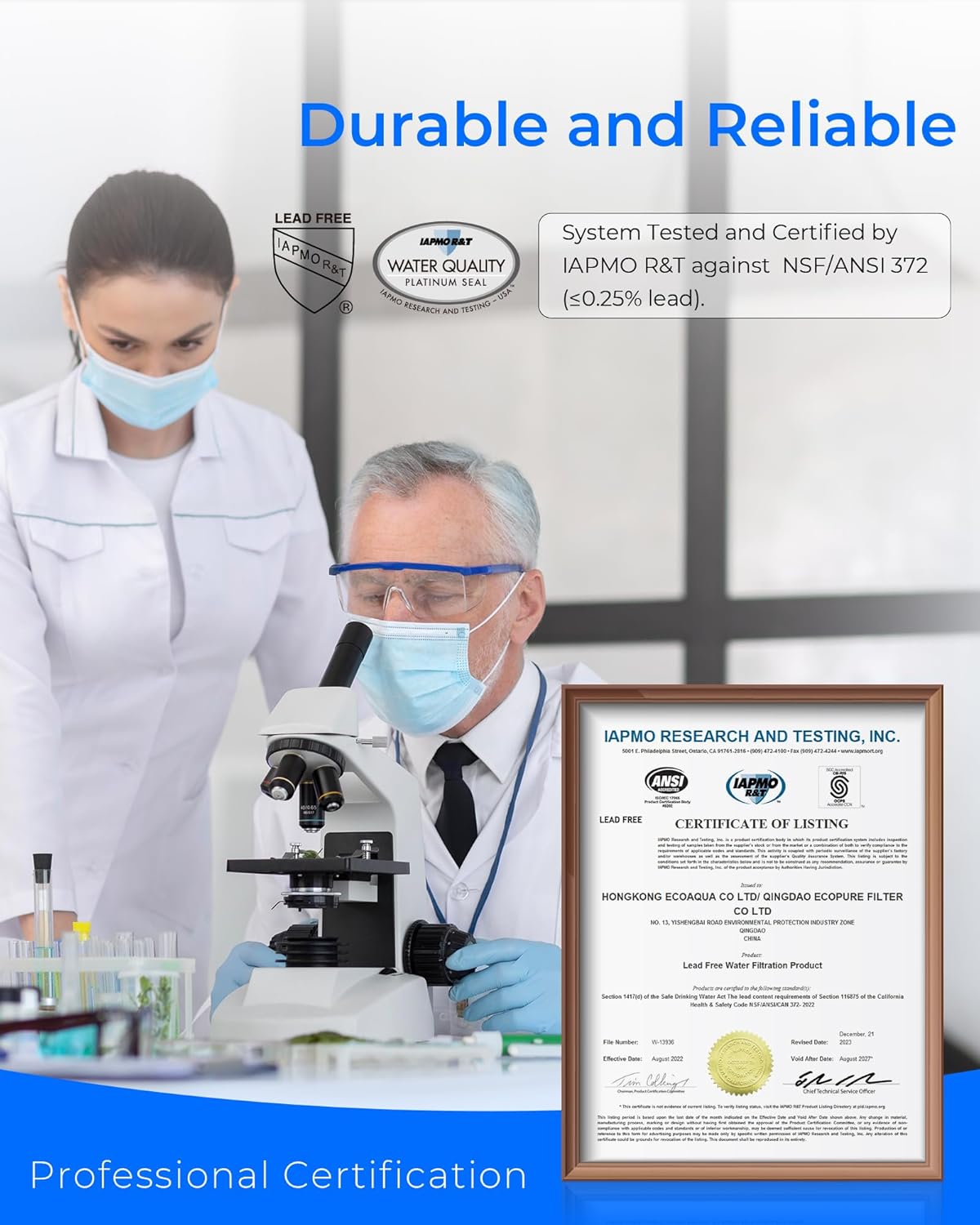 Waterdrop Mega Spin Down Sediment Filter, Reusable Whole House Water Filter System for City Water, Backwash Sediment Water Filter System, 100 Micron+5 Micron PP Filter, 1