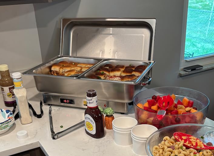 Electric Chafing Dish Buffet Set, 9 QT Buffet Servers and Warmers Stainless Steel, Commercial Food Warmer with 1 Full-Size Pan & 2 Half-Size Pan, Temperature Control Display for Parties, Catering Customer Review Electric Chafing Dish Buffet Set, 9 QT Buffet Servers and Warmers Stainless Steel, Commercial Food Warmer with 1 Full-Size Pan & 2 Half-Size Pan, Temperature Control Display for Parties, Catering - Customer Photo 1