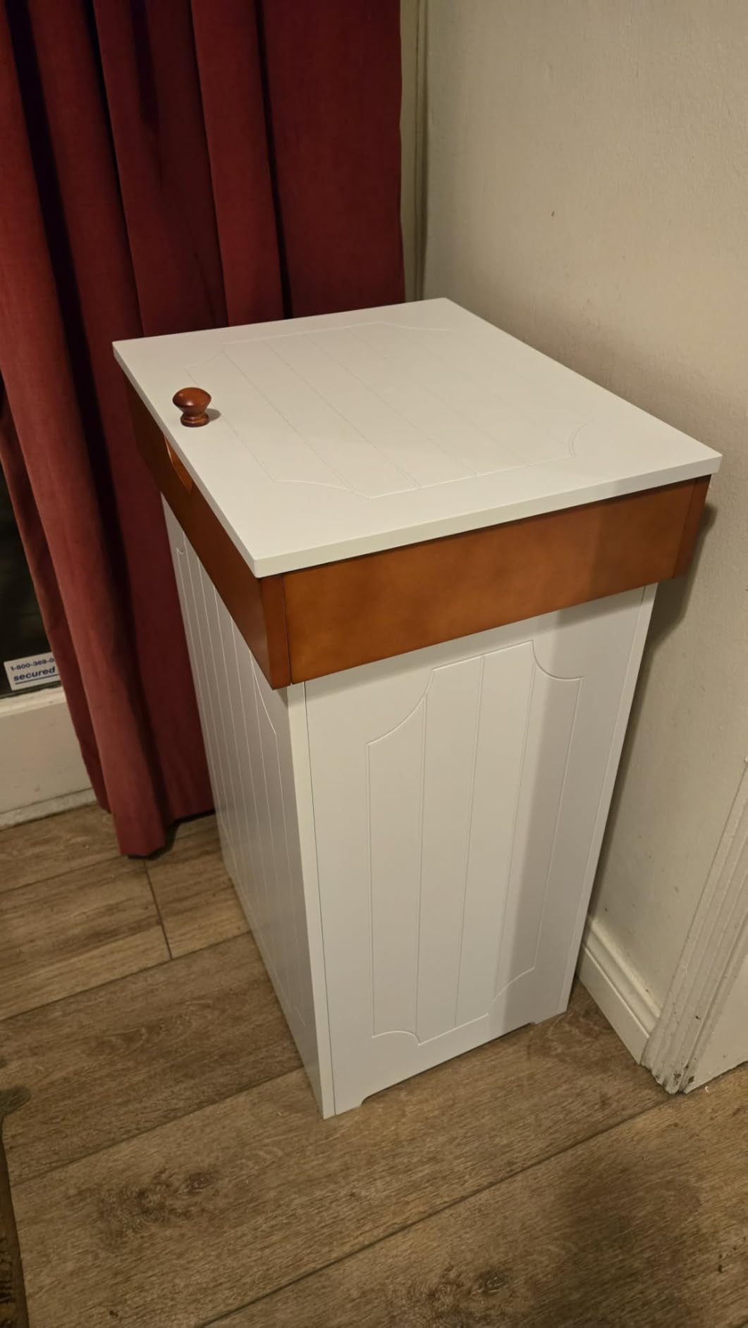 Function Home Trash Can Cabinet, 13 Gallon Kitchen Garbage Can, Wooden Recycling Trash Bin, Freestanding Dog Proof Trash Can, Farmhouse Trash Cabinet with Lid for Home Kitchen Bedroom, Grey - Customer Photo 1