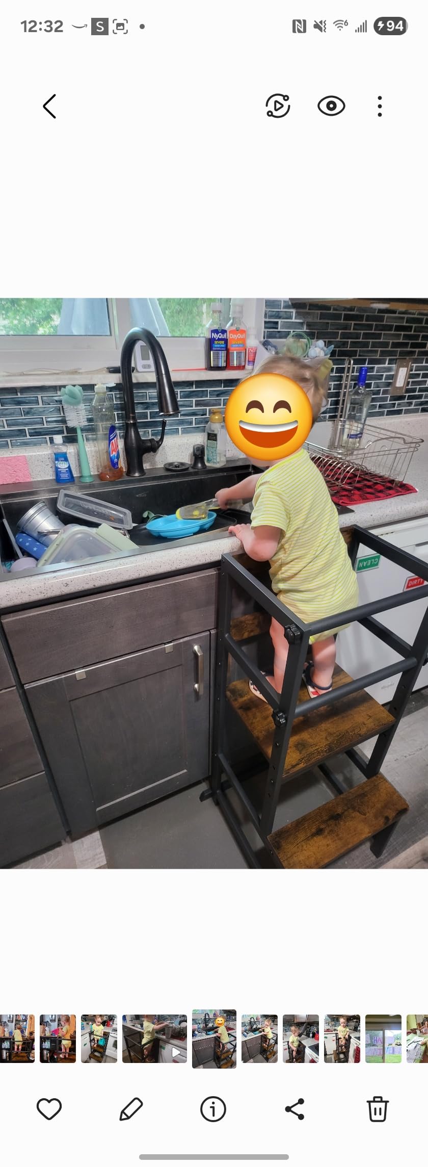 Kitchen Step Stool for Toddlers, Height Adjustable Toddler Tower with Safety Rail, Steel and Wood Toddler Kitchen Stool Helper Kids, Stool for Kids, Learning Tower, Kids' Desk Brown - Customer Photo 3