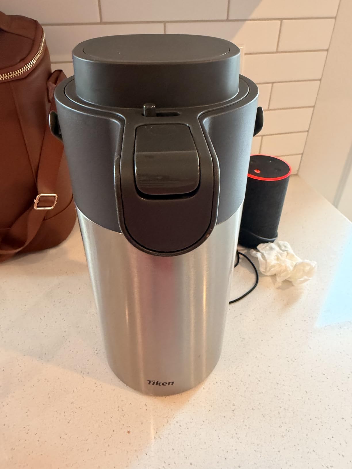 Tiken Airpot Coffee Dispenser with Pump - Coffee Carafes for Keeping Hot - Beverage Dispenser - 135oz/4L Thermal Coffee Carafe for Hot Liquids - Stainless Steel Insulated Coffee Thermos Carafe - Customer Photo 1