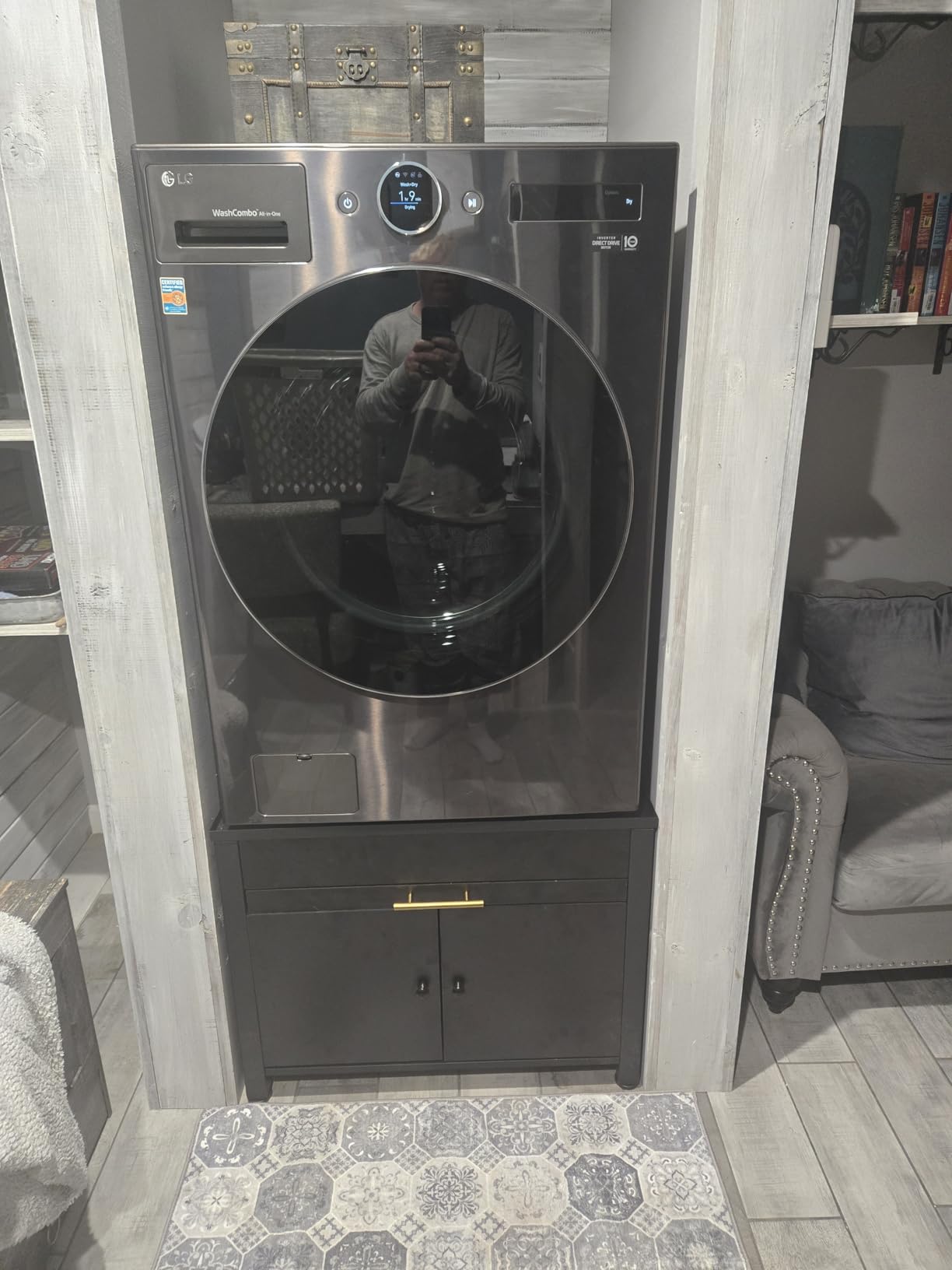 LG 5.0 cu. ft. Mega Capacity Smart Front Load Electric All-in-One Washer Dryer Combo with TurboWash360 WiFi in Black Steel - Customer Photo 1