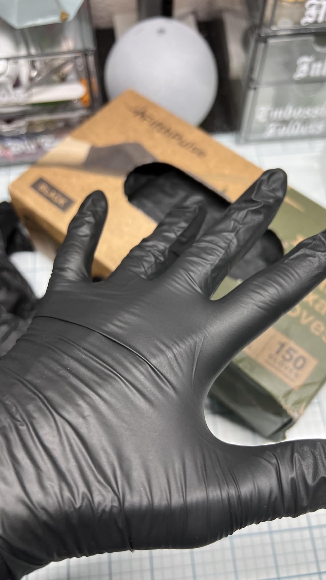 FifthPulse [150 Count] Biodegradable Gloves - Black Nitrile Disposable Gloves - Medical Exam and Food Safe - Latex Free - Customer Photo 5