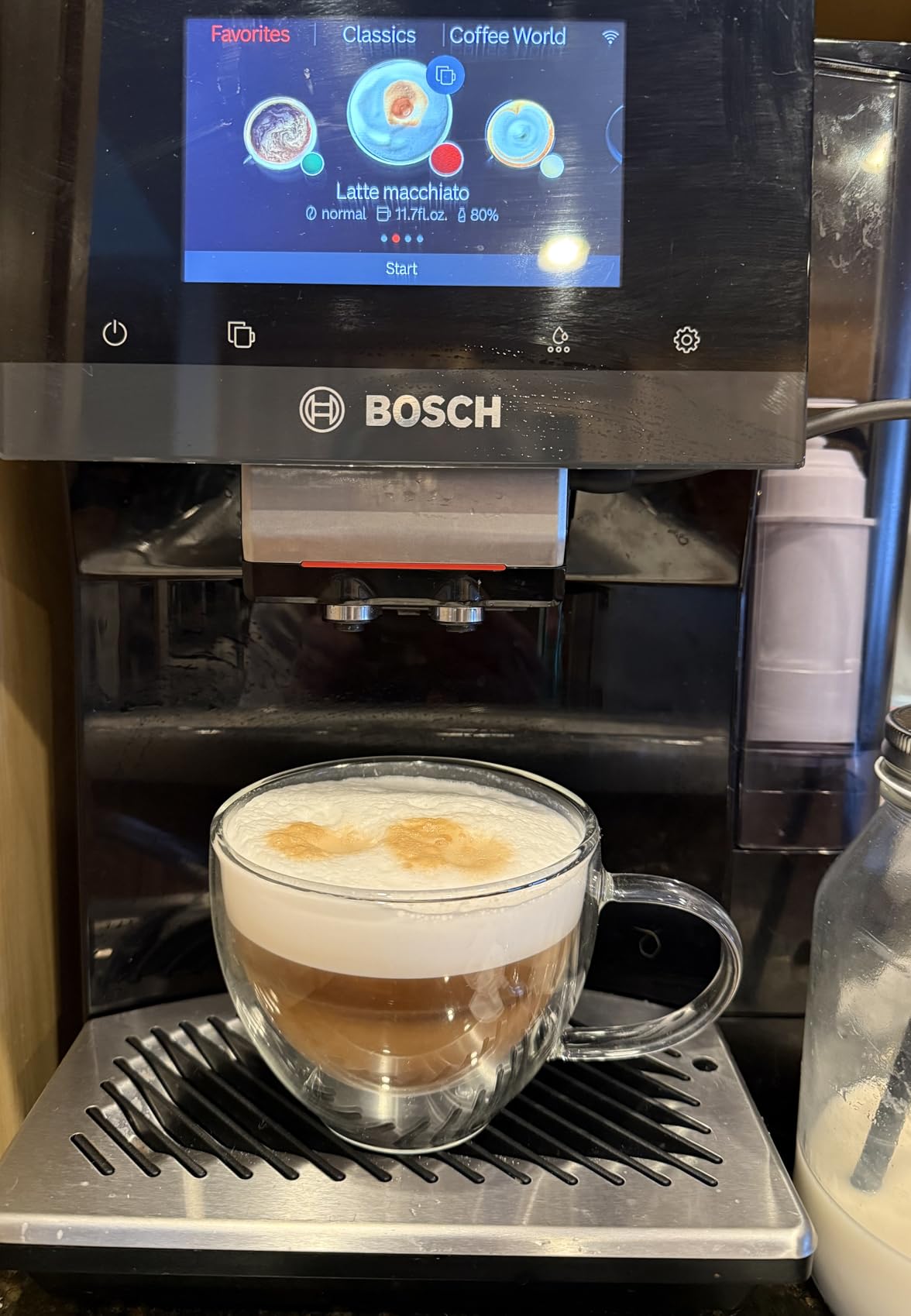 Bosch 800 Series Fully Automatic Espresso and Coffee Machine – 35 Drinks, Cold Brew, Double Cup, Milk Hose, Ceramic Grinder, Smart Features, in Black TPU60309 - Customer Photo 2