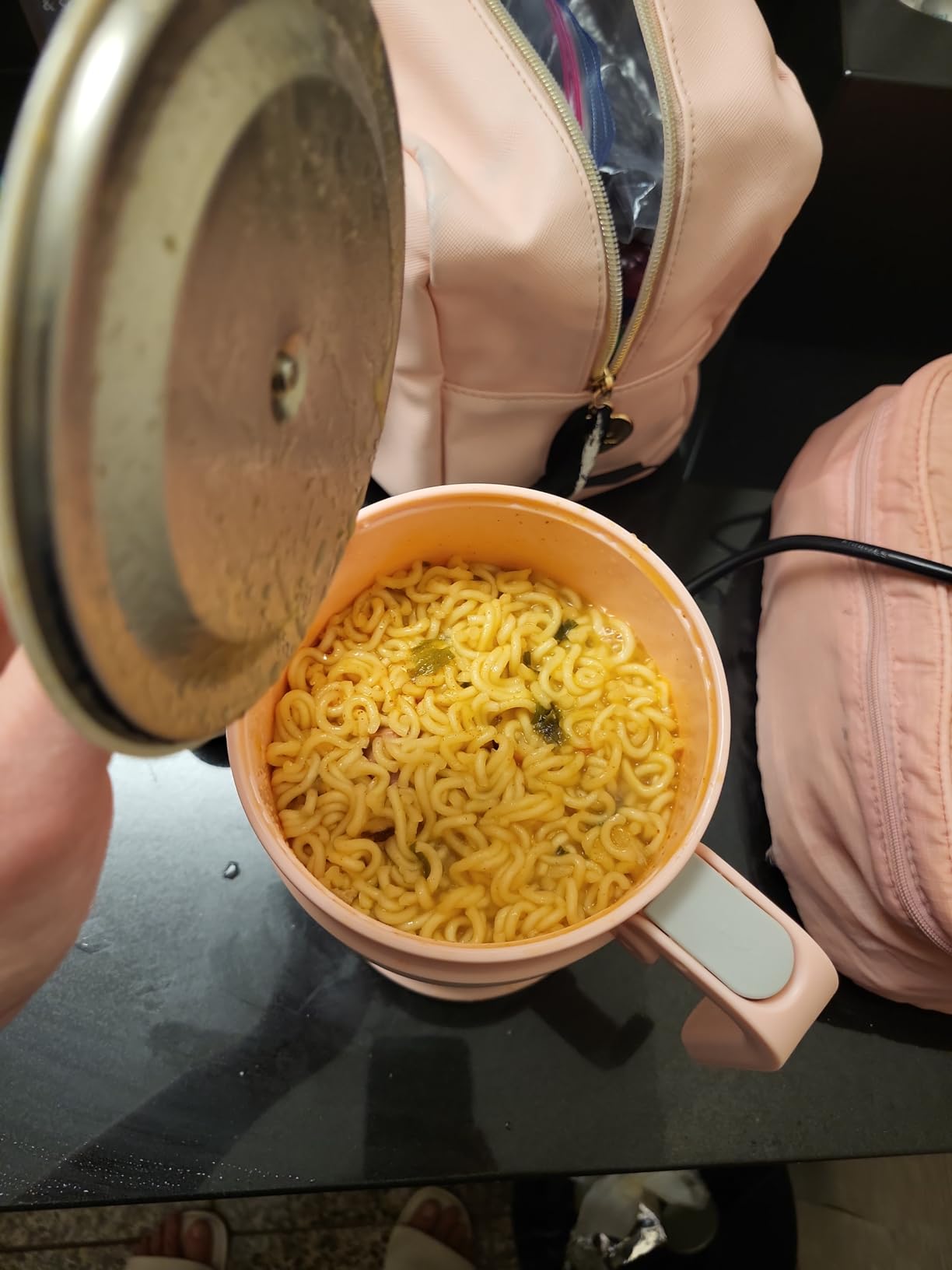 HYTRIC Travel Electric Kettle, 700ML Foldable Small Electric Kettle BPA-Free, Portable Kettle with Multifunctional Panel, Collapsible Hot Water Kettle with Keep Warm & Delay Start, 110V Black - Customer Photo 2