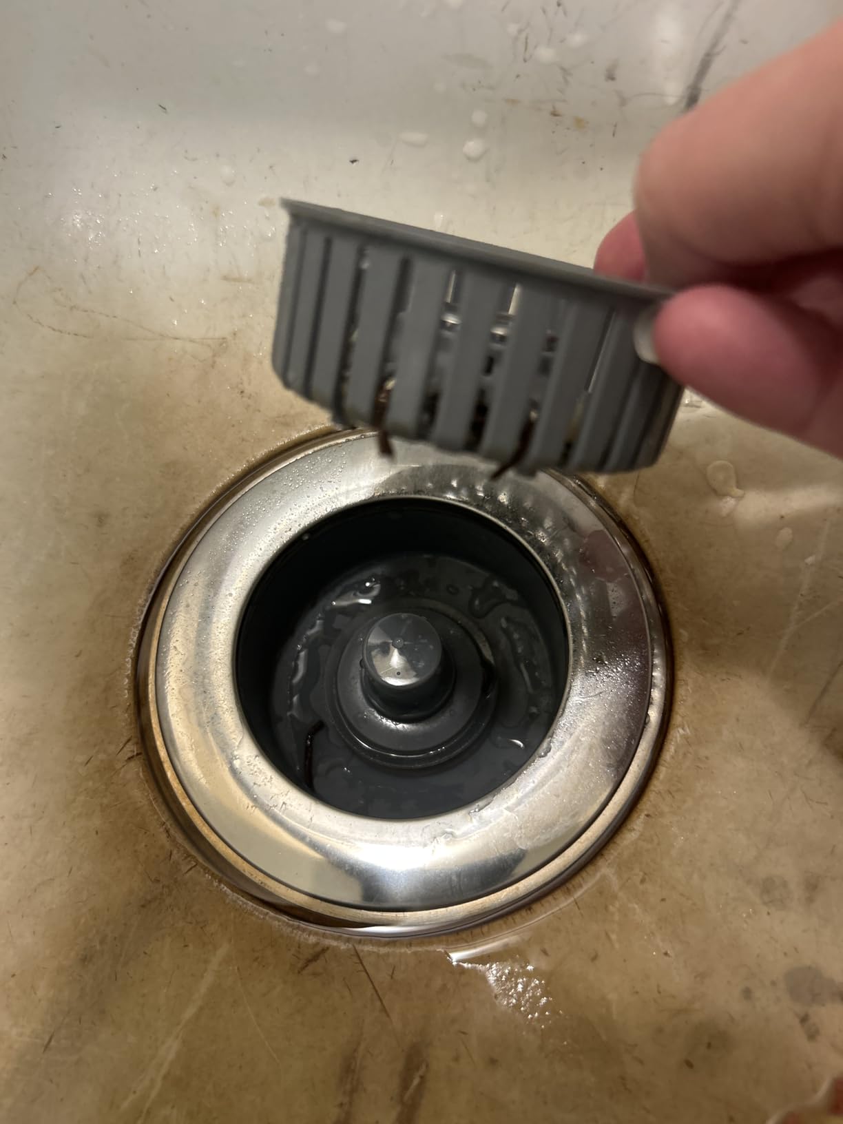 Sink Drain Strainer - Sink Stopper Kitchen Drain, 3 in 1 Kitchen Sink Drain Strainer with Anti-Clogging Basket, Kitchen Gadgets Clearance Sink Accessories, Fit US Standard 3-1/2'' Sink Hole, Silver - Customer Photo 1