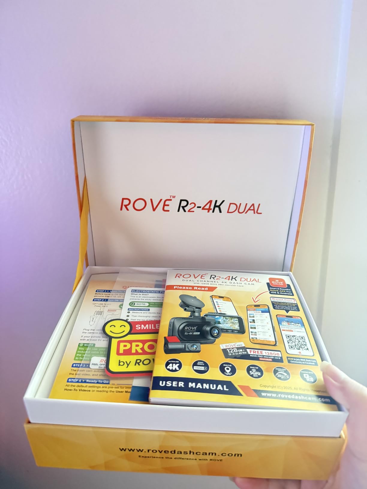 ROVE R2-4K DUAL Dash Cam Front and Rear, STARVIS 2 Sensor, FREE 128GB Card Included, 5G WiFi - up to 20MB/s Fastest Download Speed with App, 4K 2160P/FHD Dash Camera for Cars, 3