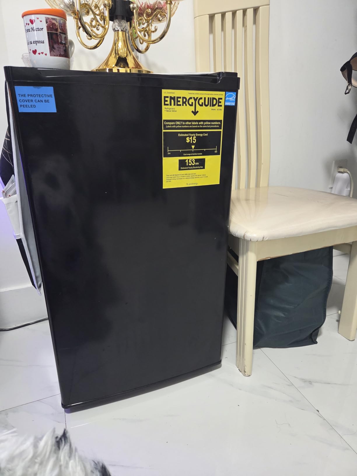 Sweetcrispy 3.2 Cu.Ft Mini Fridge with Freezer Small Refrigerator Single Door Adjustable Thermostat Energy-efficient Low Noise, Compact Fridge for Bedroom, Office, Dorm (Black) Customer Review Sweetcrispy 3.2 Cu.Ft Mini Fridge with Freezer Small Refrigerator Single Door Adjustable Thermostat Energy-efficient Low Noise, Compact Fridge for Bedroom, Office, Dorm (Black) - Customer Photo 1