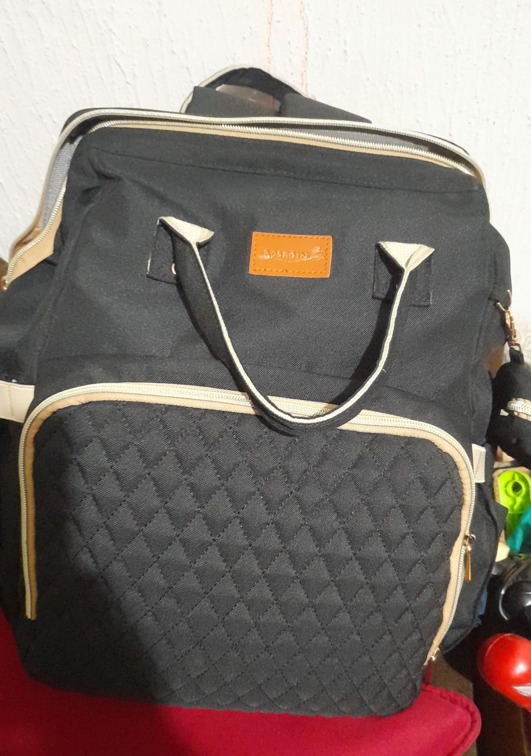 Diaper Bag Backpack for Dad and Men, Large Travel Baby Bag with Changing Pad, Pacifier Case, Removable Flag Patch - Baby Shower Gifts - Shadow Black customer photo 1