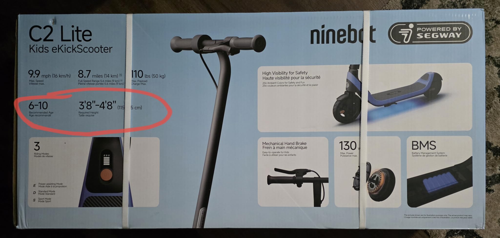 Segway Ninebot eKickScooter - Electric Scooter for Kids 6-14, Adjustable Handlebar Height, Up to 132 lbs, UL-2272 Certified customer photo 1