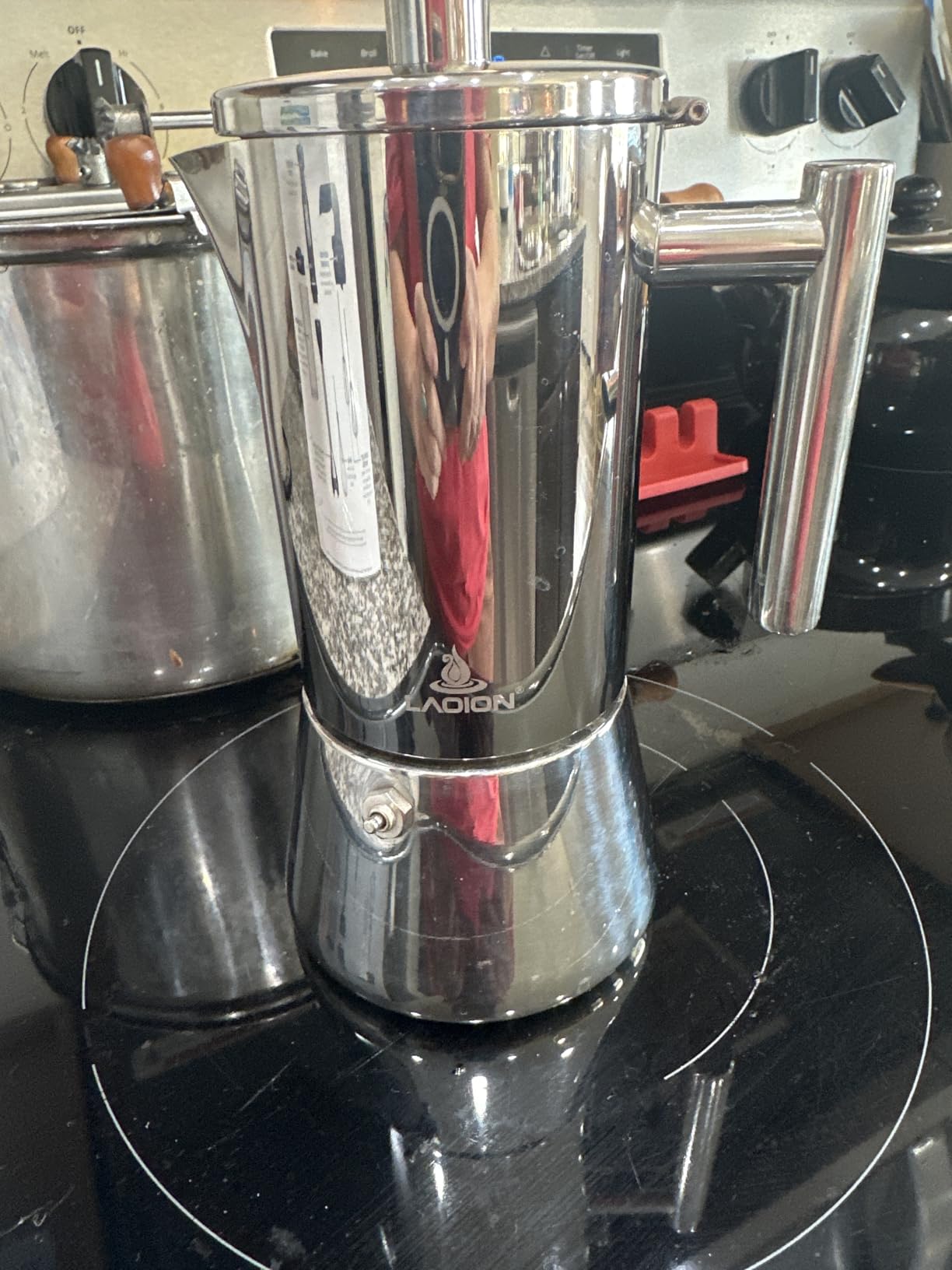 Stovetop Espresso Maker, 6Cup 10 oz Moka Pot, Stainless Steel Cuban and Italian Coffee Maker for Cafetera Cubana, Greca De Cafe Induction Stovetop Compatible, Coffee Gift for Home Travel - Customer Photo 1