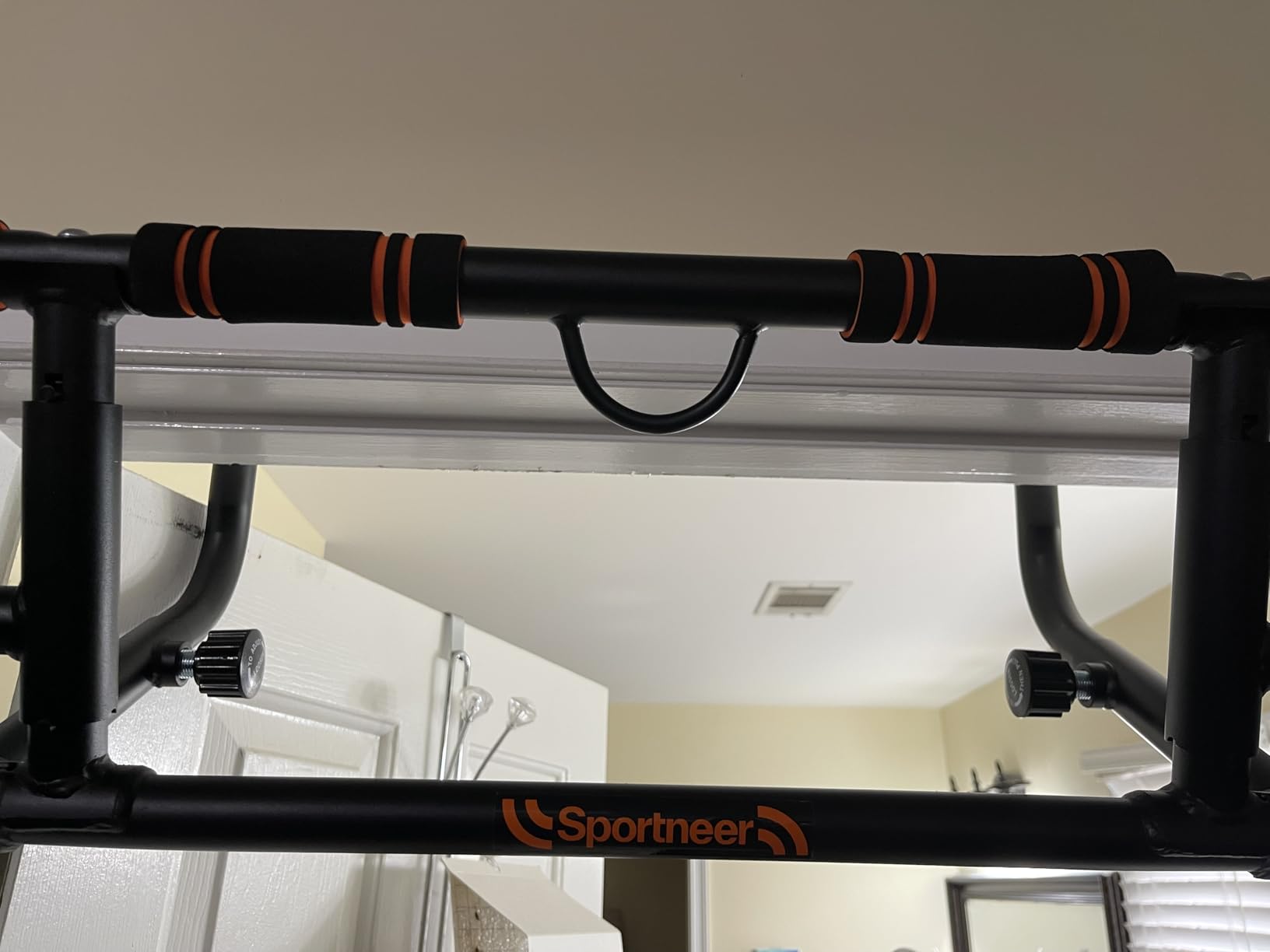 Sportneer 2026 Upgrade Pull up Bar for Doorway with Folding Handle, Door Pull up Bar Door Frame Multi-grip Upper Body Trainer, 440lb, Indoor Fitness for Home Gym Strength Training - US Patent Pending customer photo 2