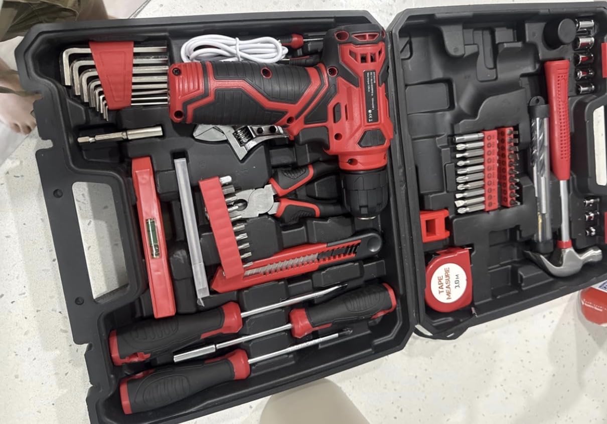 Tool Set - 8V Cordless Drill Set, 132 Piece Home Tool Set With Hand Drill, Tool Kit for Women & Men, Perfect for Homeowner, Diyer, Handyman customer photo 1